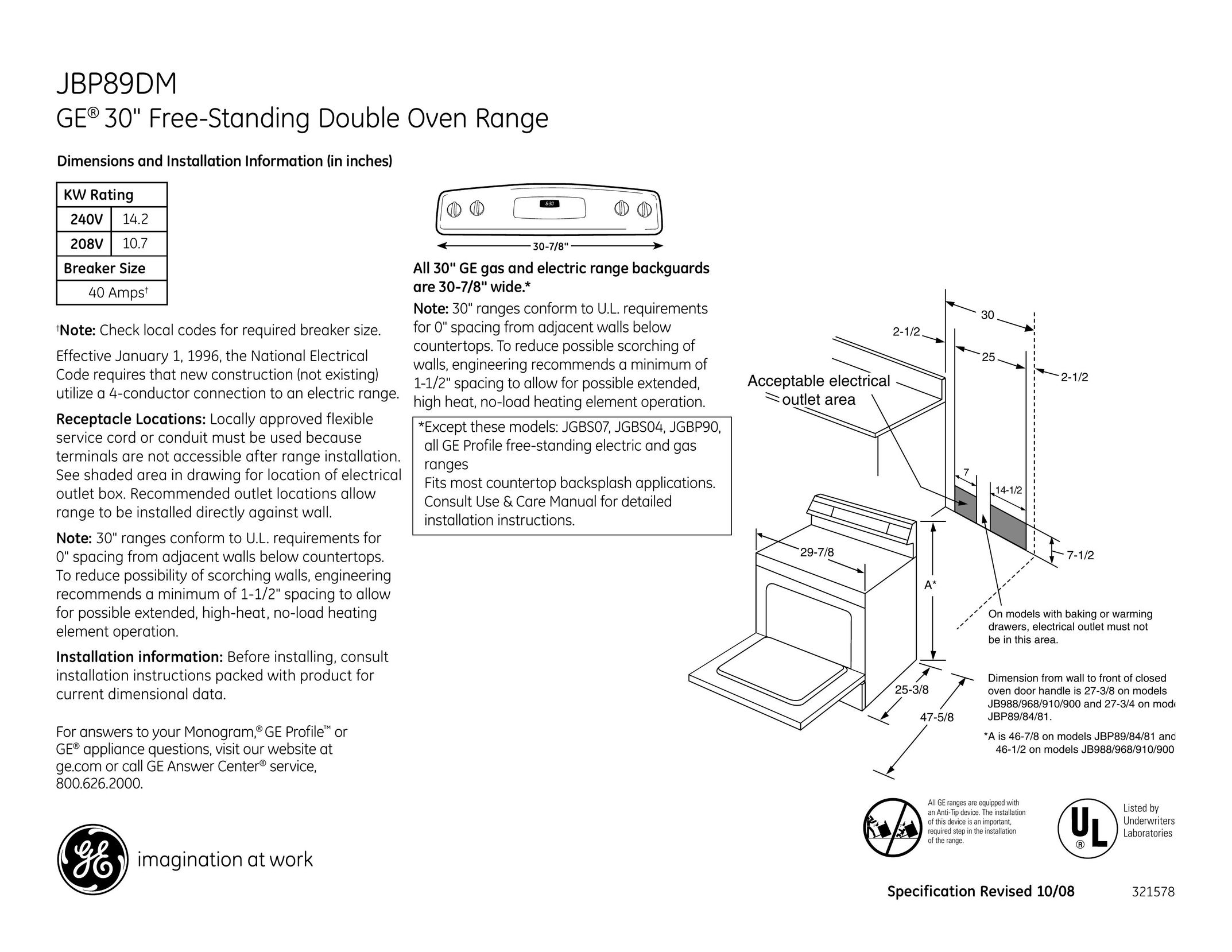 GE JBP89DM Double Oven User Manual