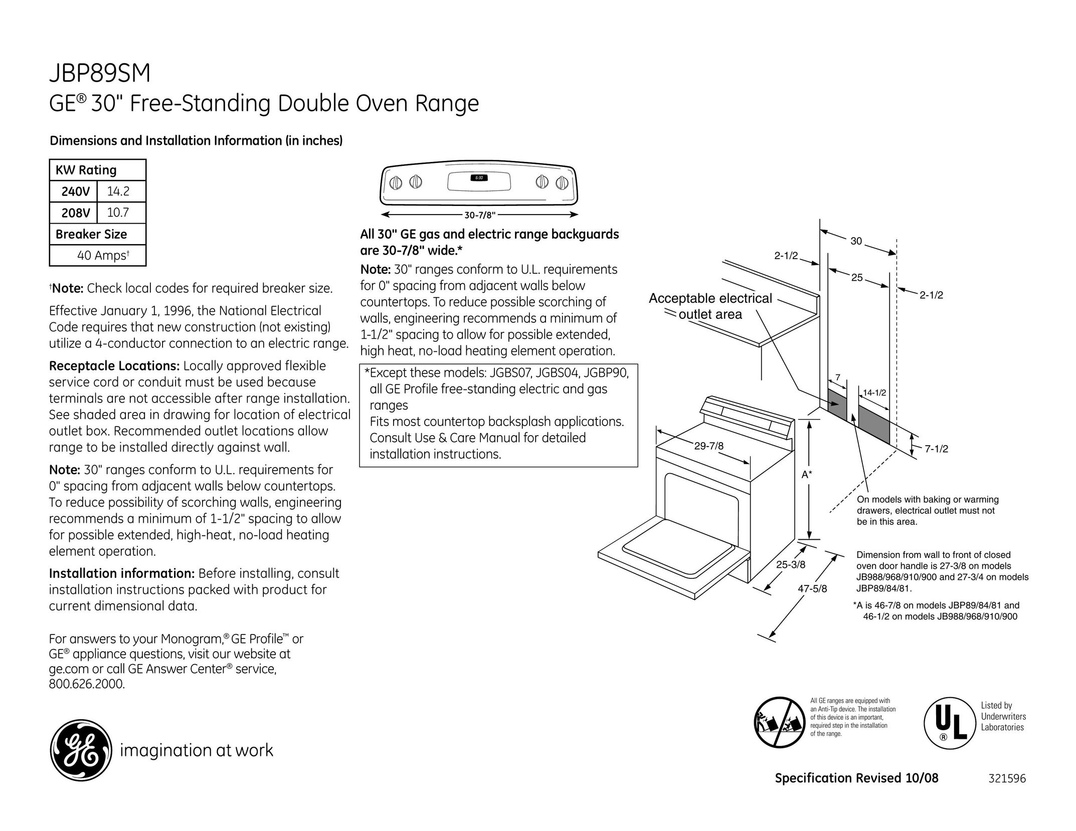 GE JBP89SM Double Oven User Manual