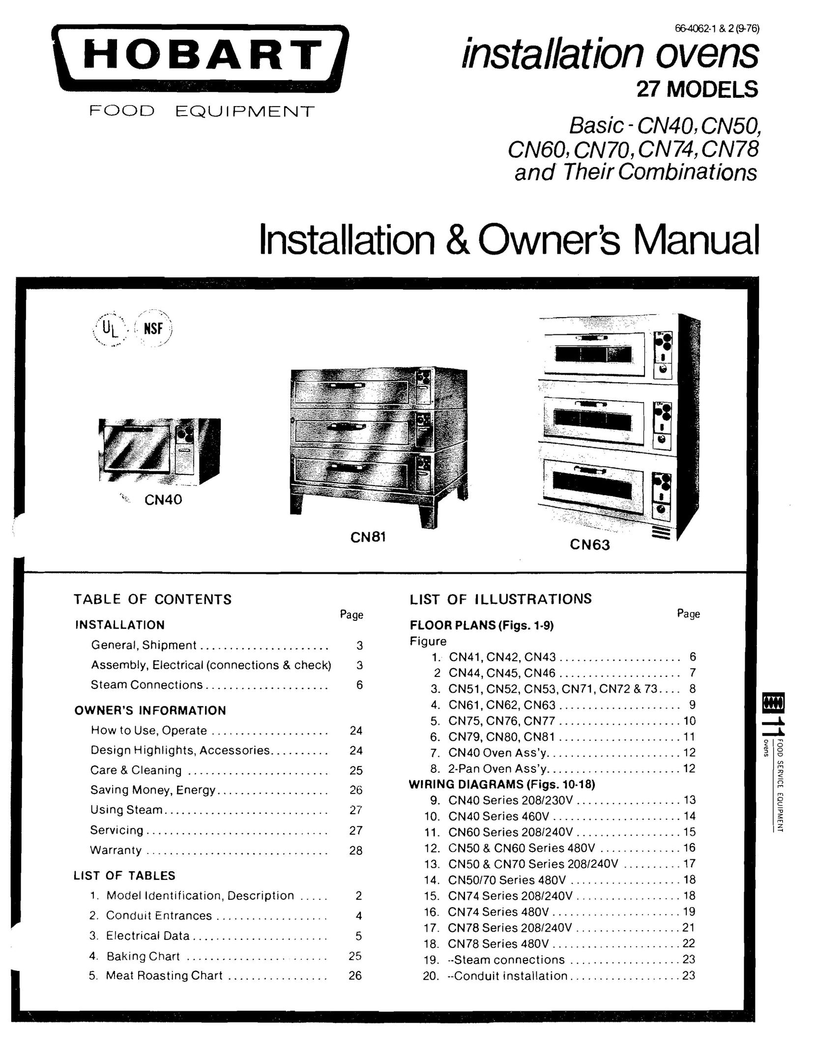 Hobart CN78 Double Oven User Manual