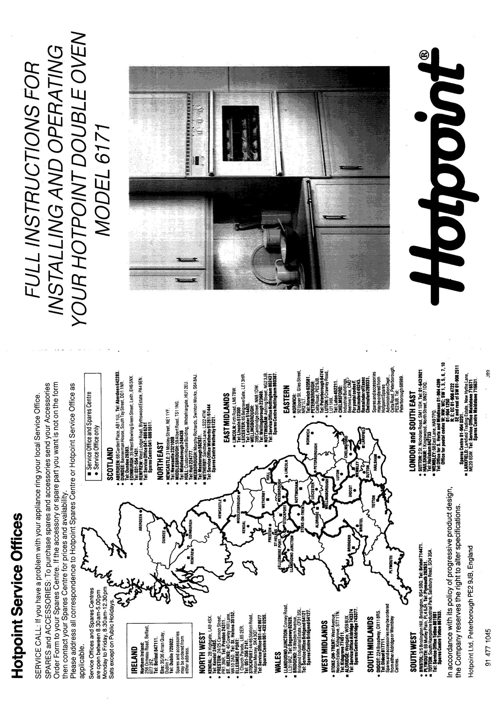 Hotpoint 6171 Double Oven User Manual