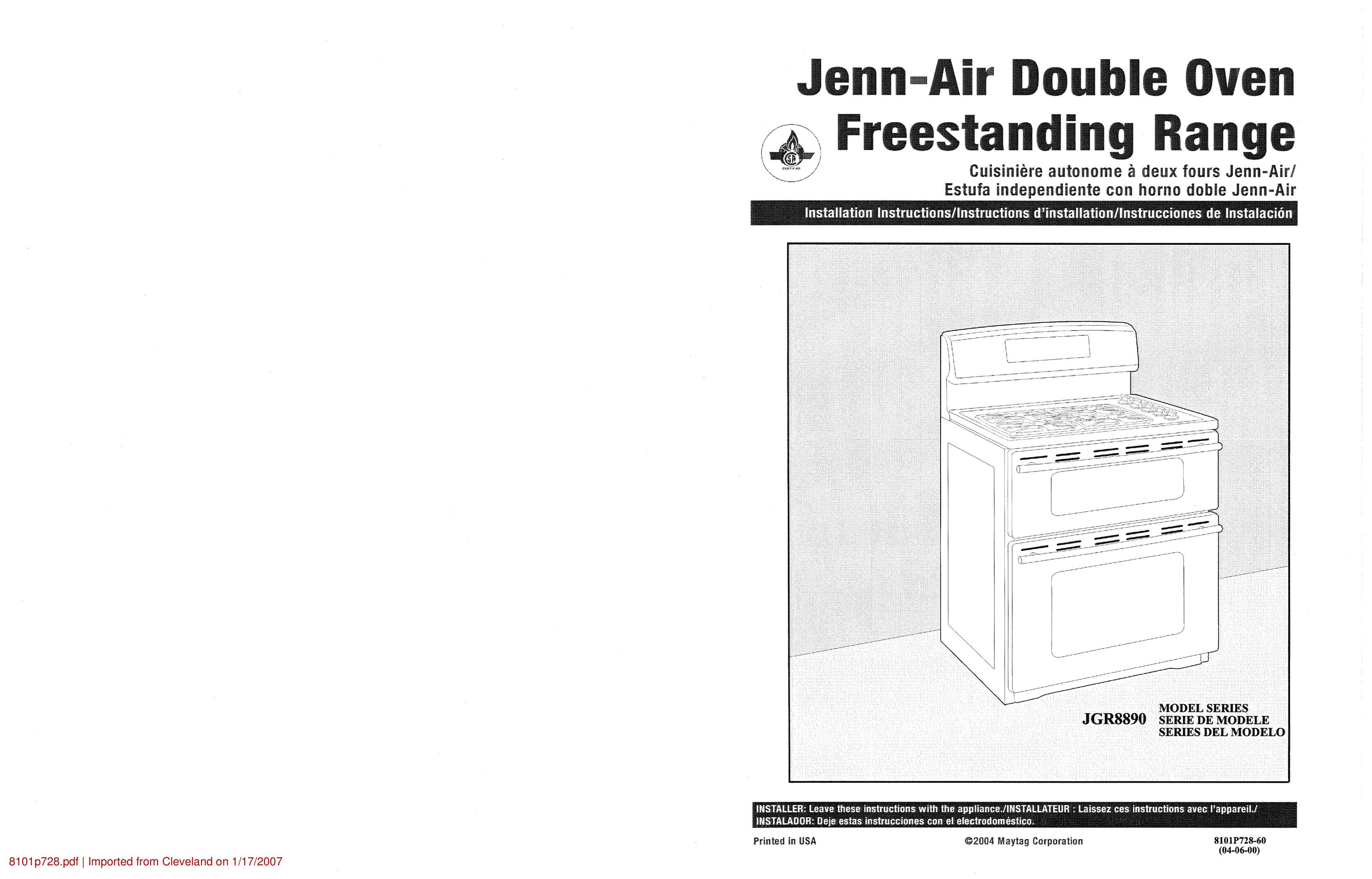 Jenn-Air JGR8890 Double Oven User Manual