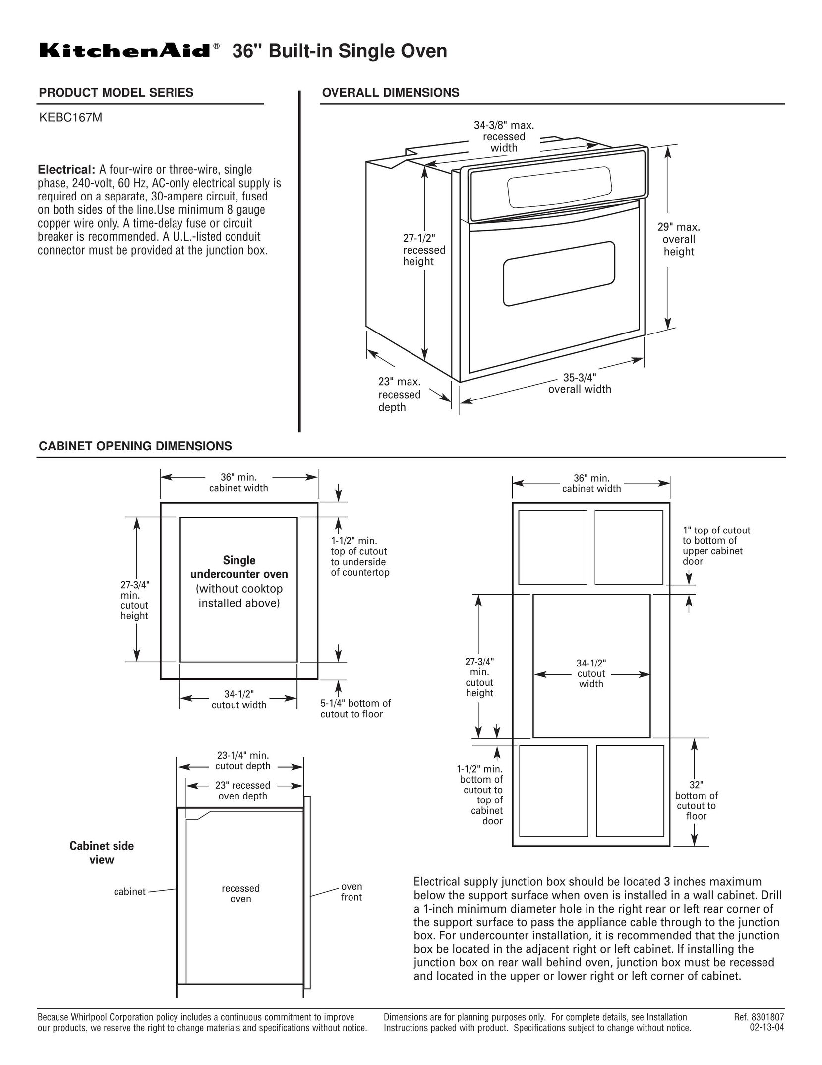 KitchenAid KEBC167M Double Oven User Manual