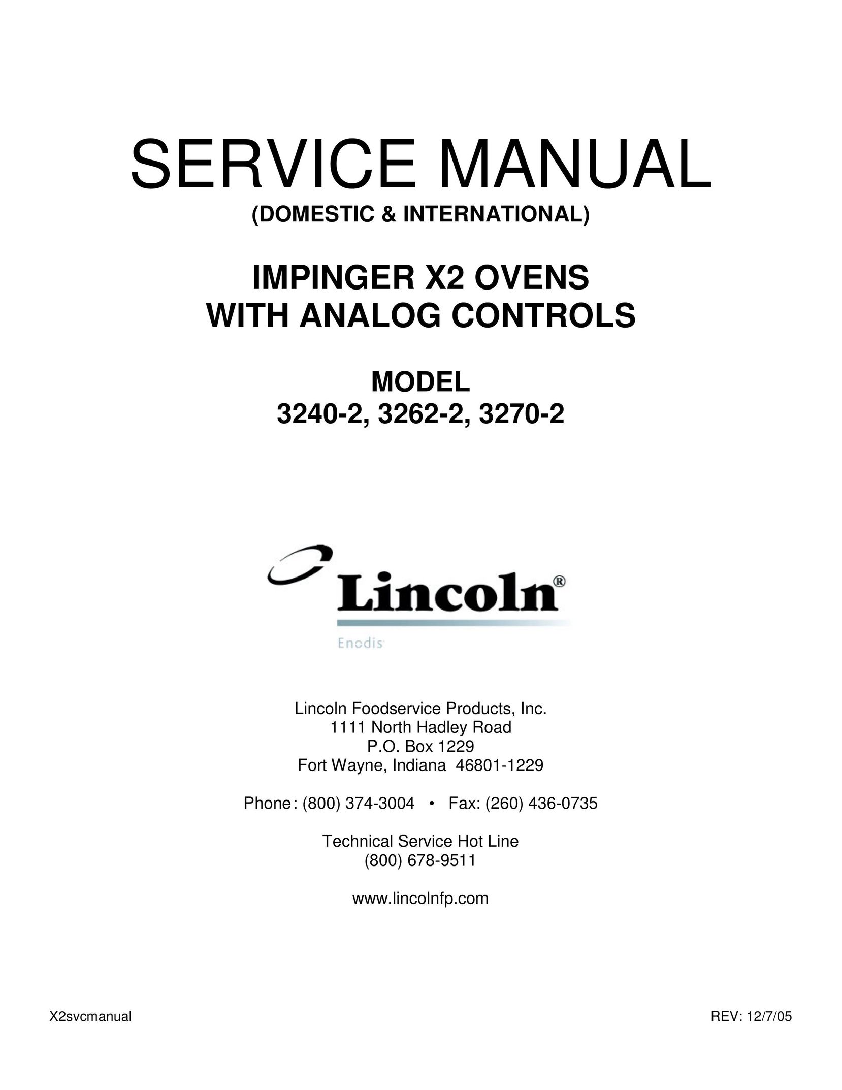 Lincoln 3270-2 Double Oven User Manual