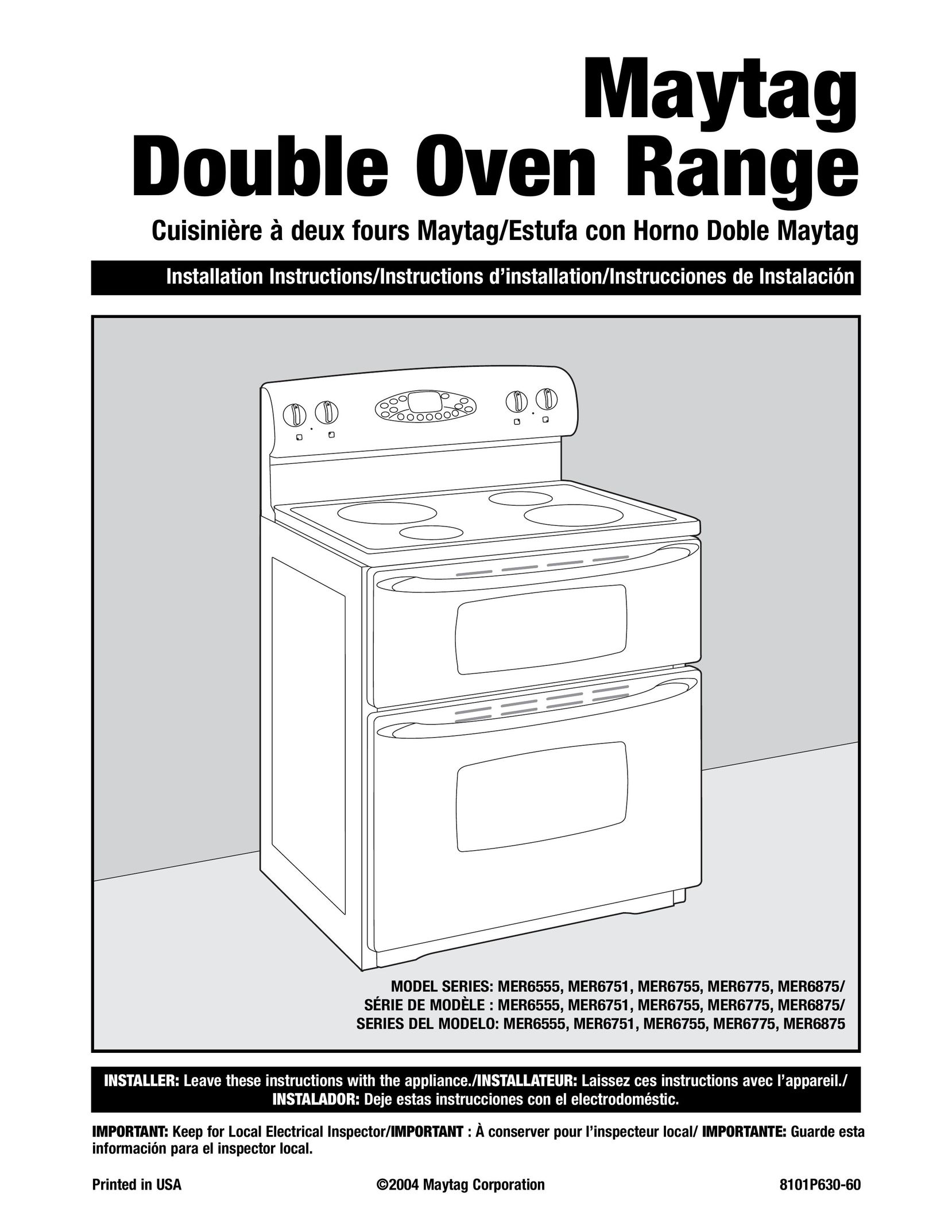Maytag MER6555 Double Oven User Manual