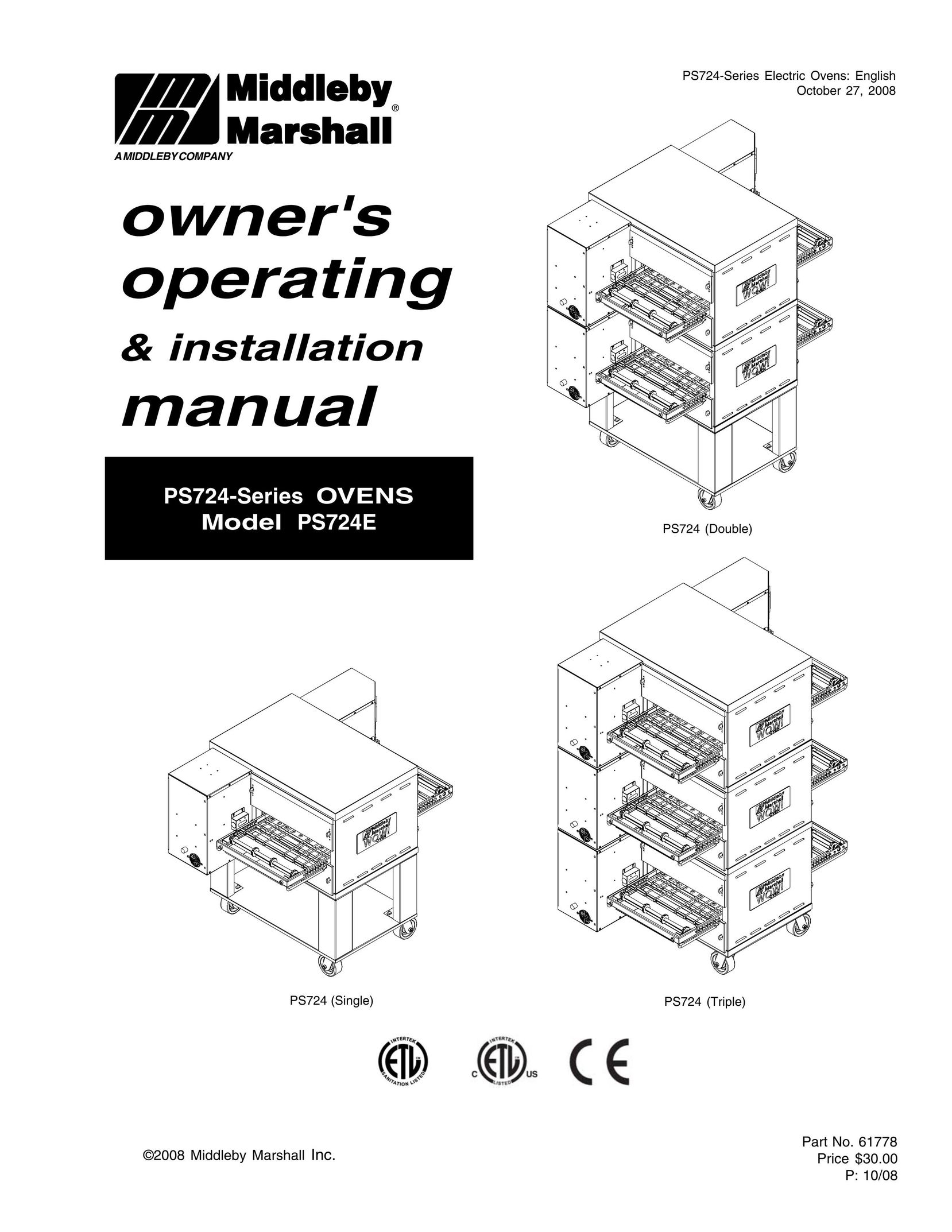 Middleby Marshall PS724E Double Oven User Manual