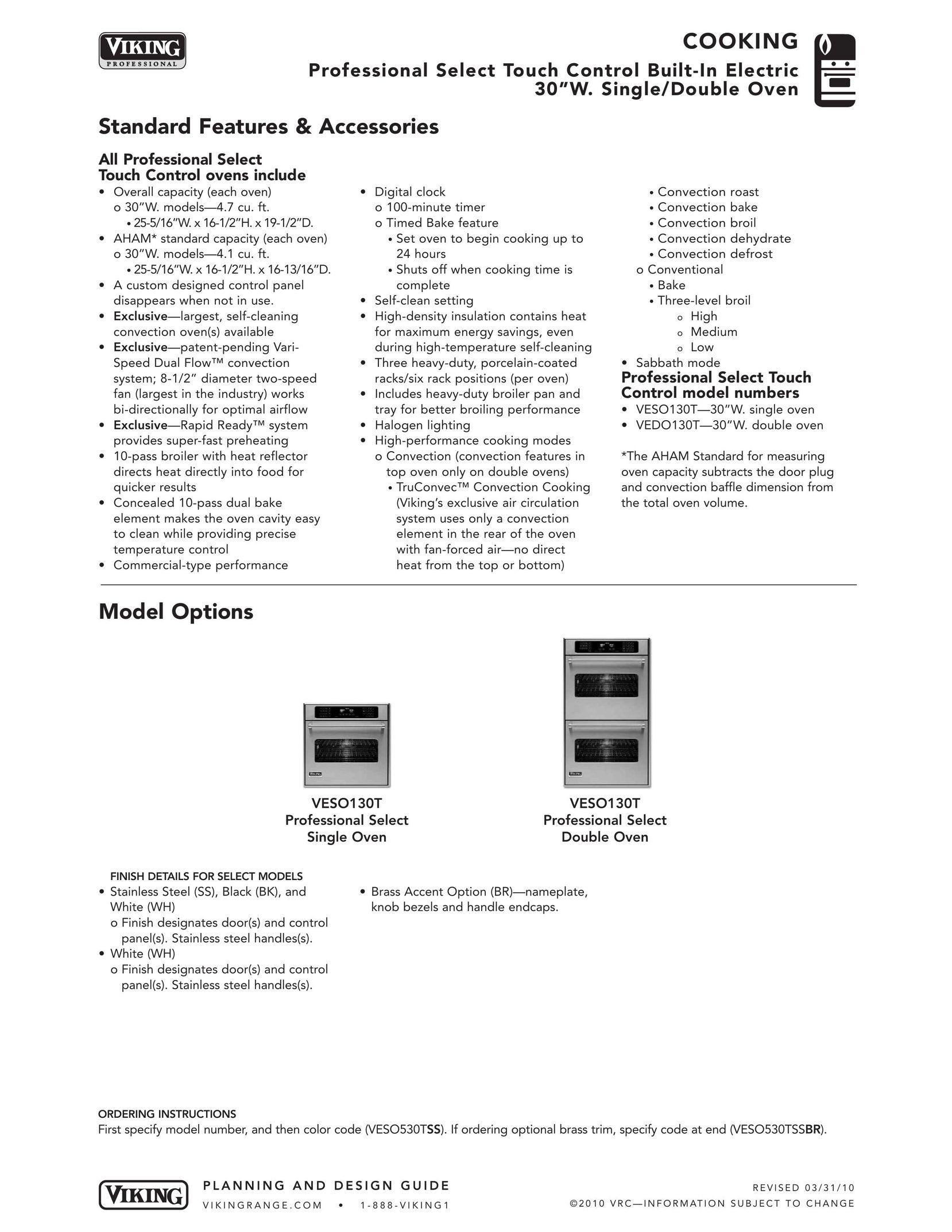 Viking VESO130T Double Oven User Manual