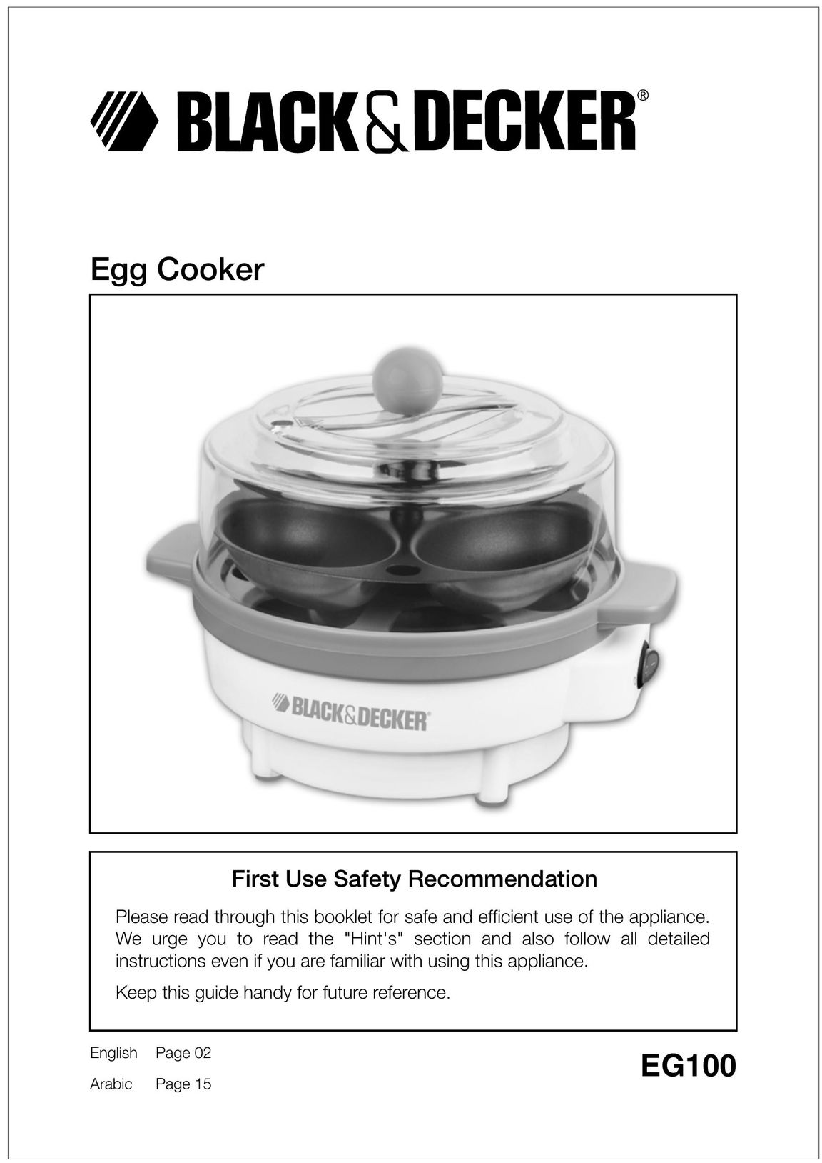 Black & Decker EG100 Egg Cooker User Manual