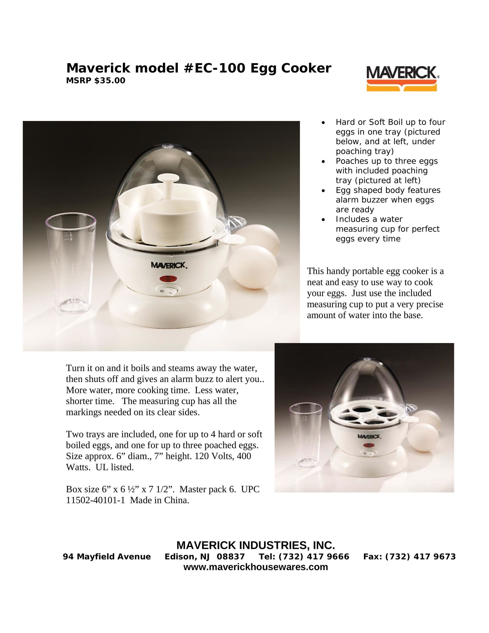 Maverick Ventures EC-100 Egg Cooker User Manual