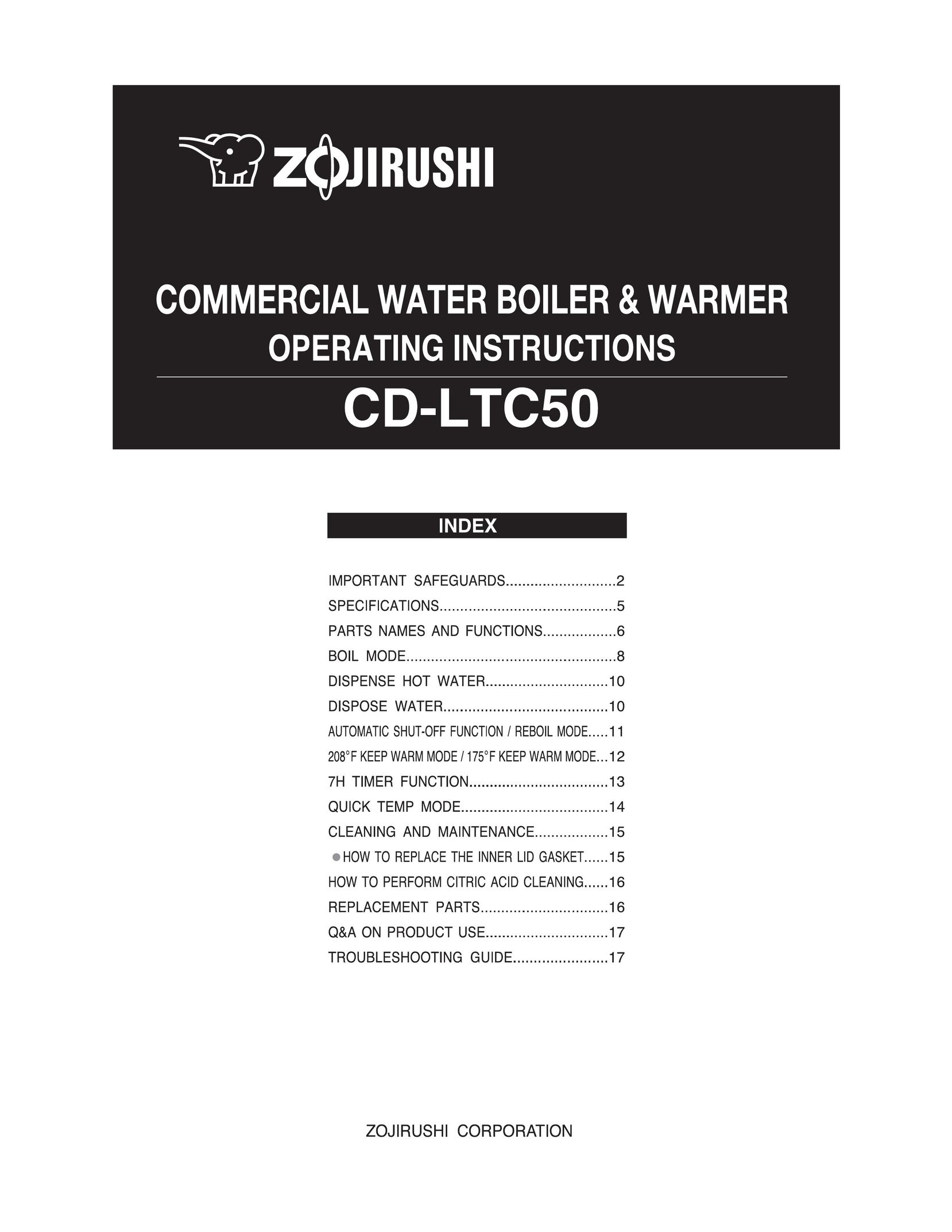 Zojirushi CD-LTC50 Egg Cooker User Manual