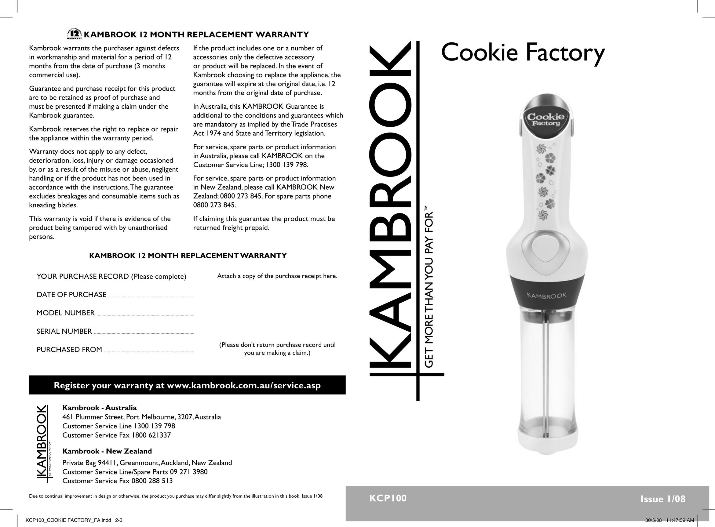 Kambrook KCP100 Electric Cookie Press User Manual