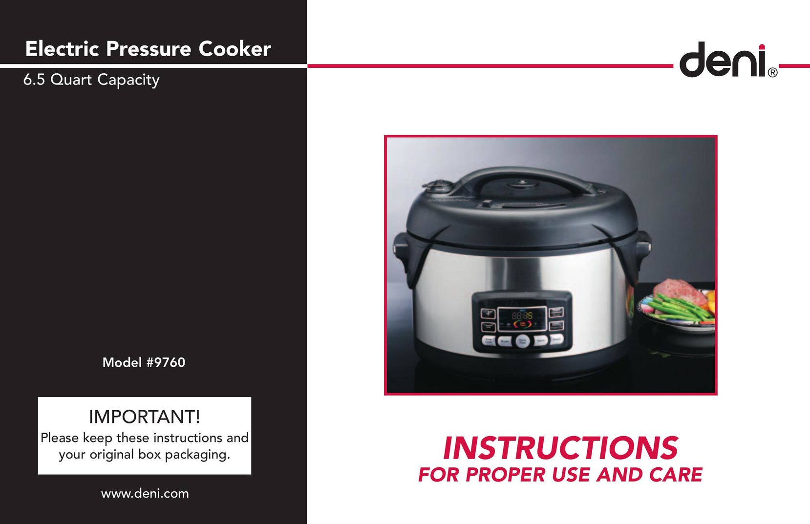 Deni 9760 Electric Pressure Cooker User Manual