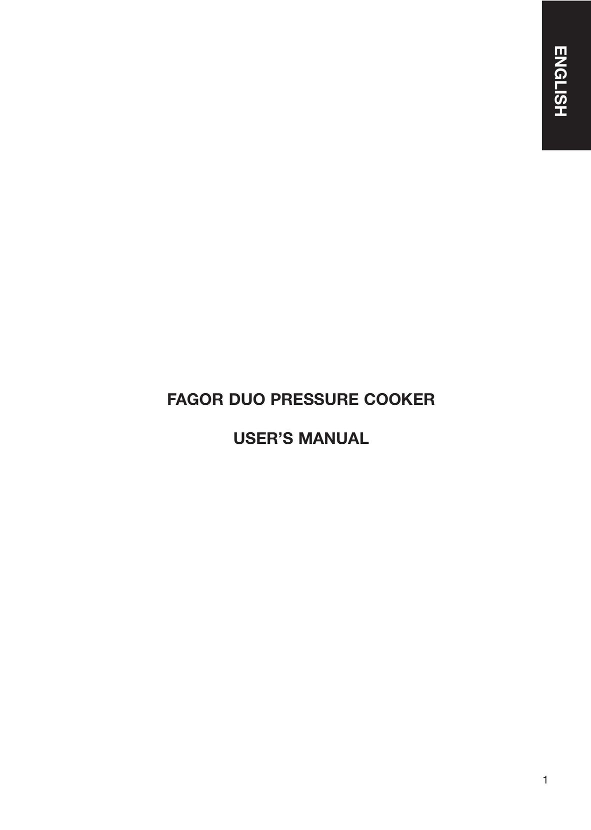 Fagor America Electric Pressure Cooker Electric Pressure Cooker User Manual