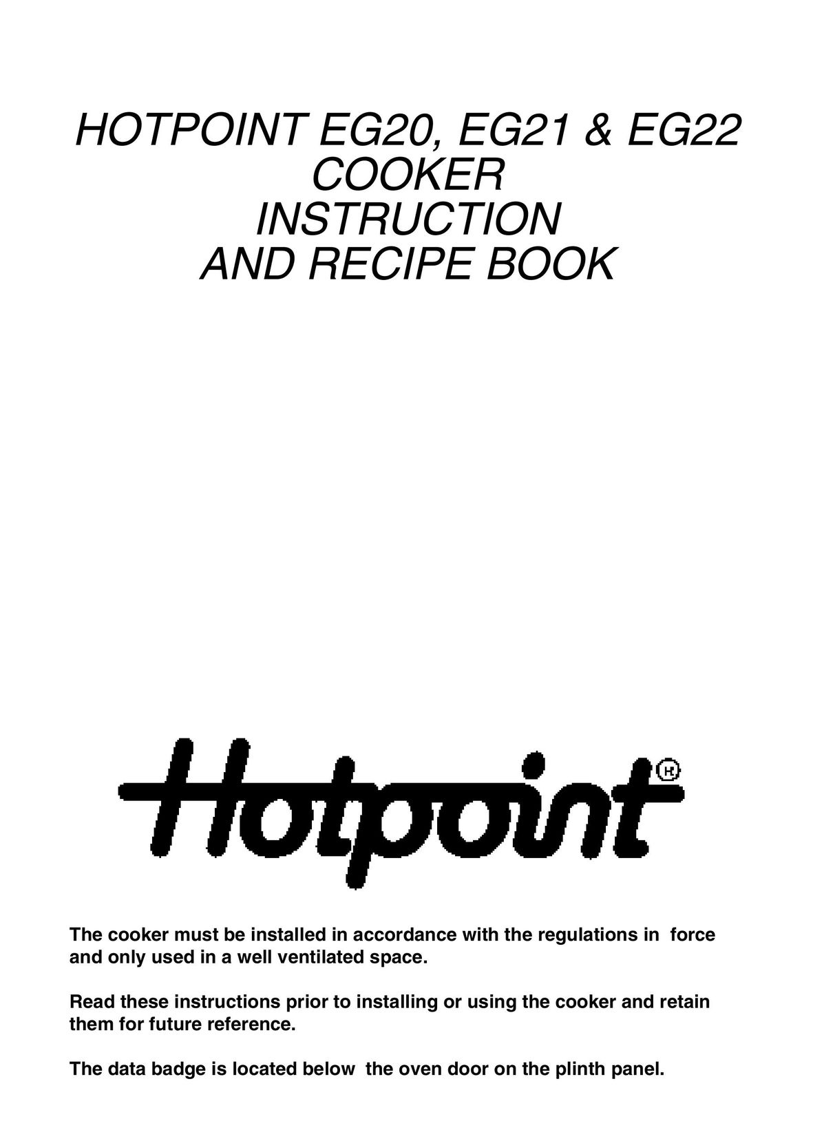 Hotpoint EG21 & EG22 Electric Pressure Cooker User Manual