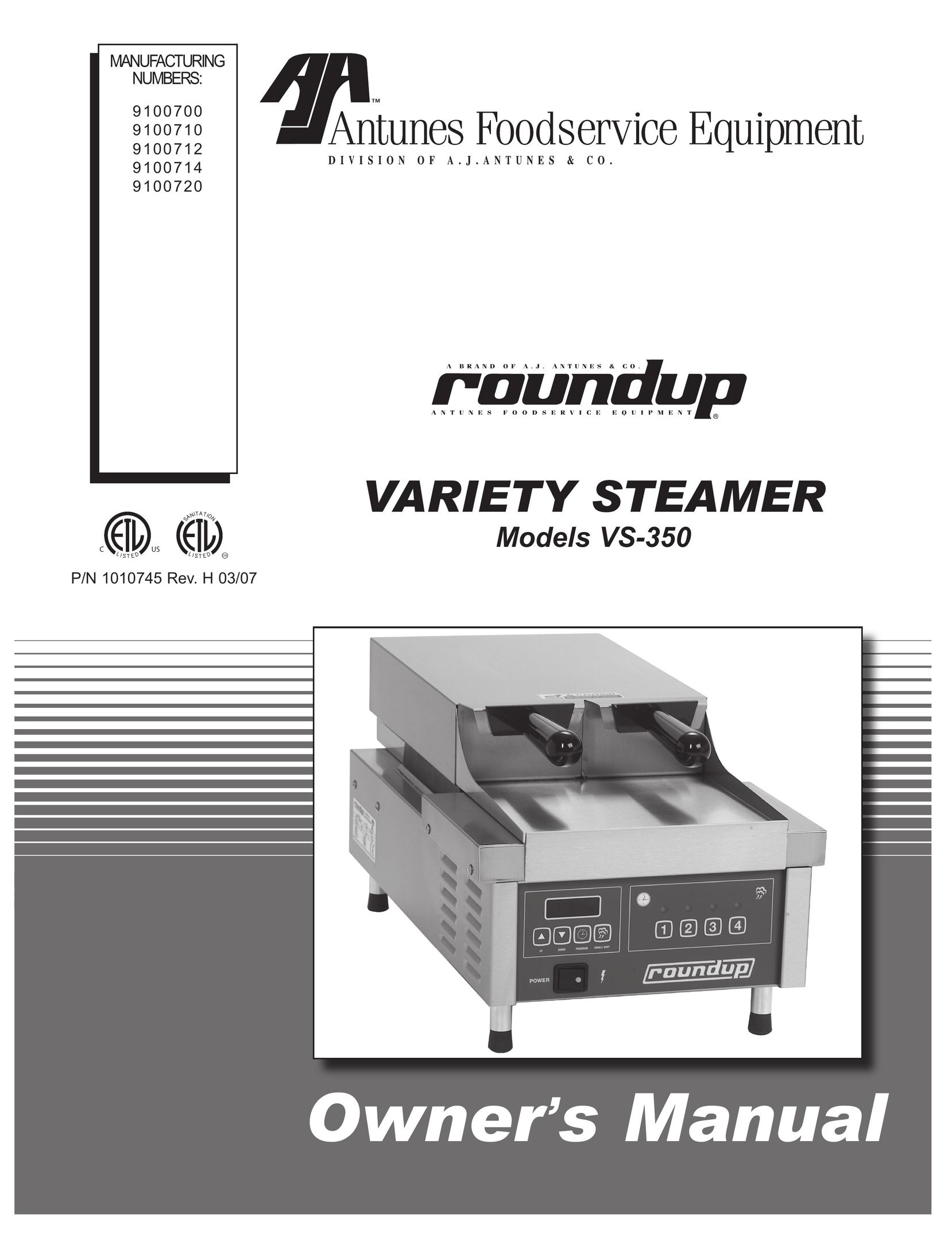 Antunes, AJ VS-350 Electric Steamer User Manual