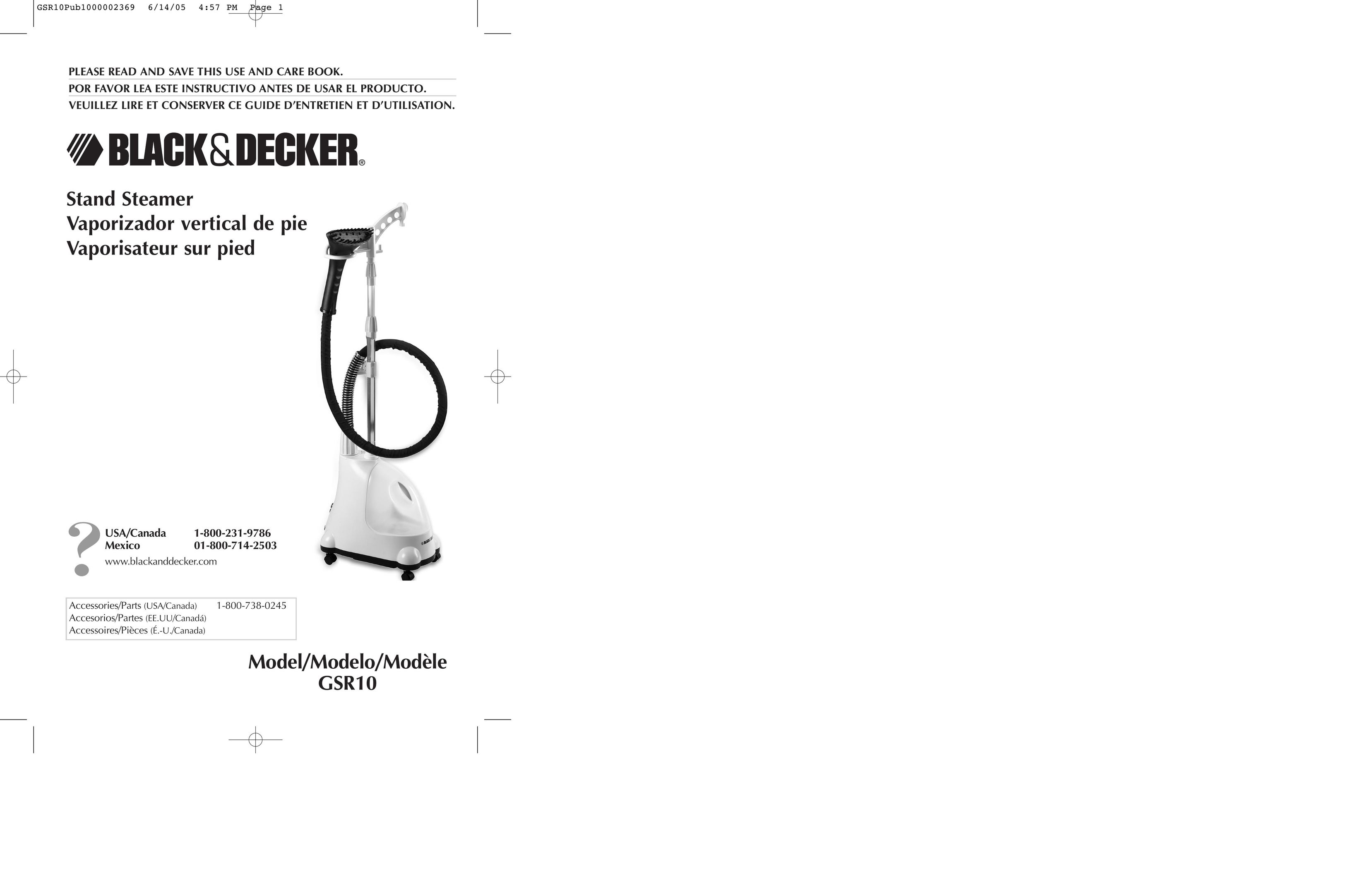 Black & Decker GSR10 Electric Steamer User Manual