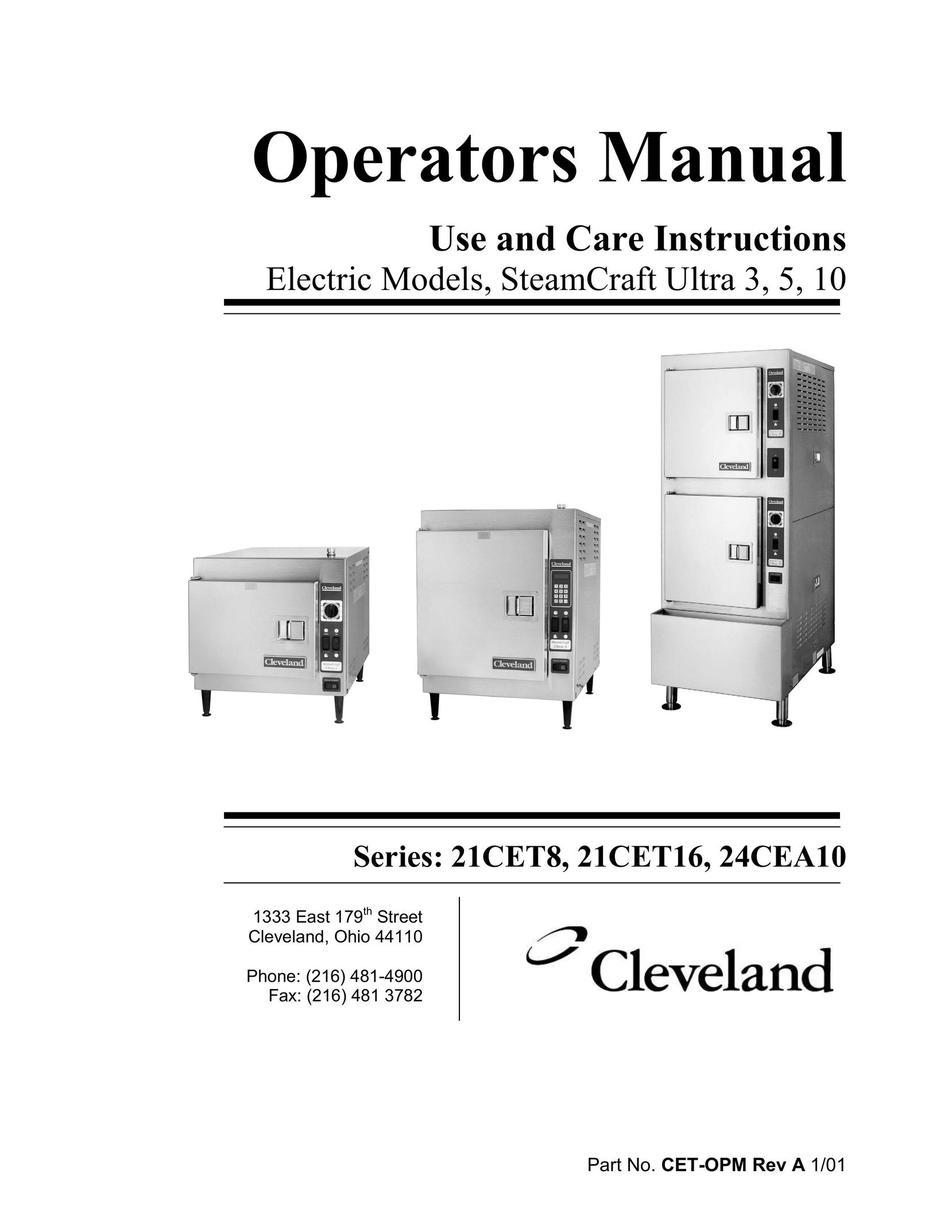 Cleveland Range 21CET16 Electric Steamer User Manual