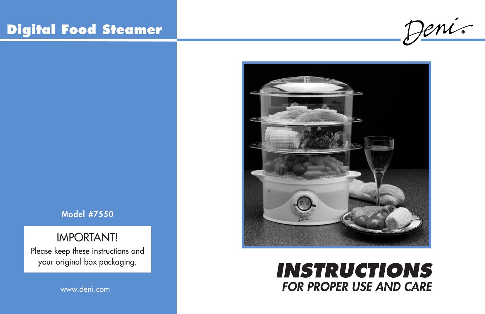 Deni 7550 Electric Steamer User Manual
