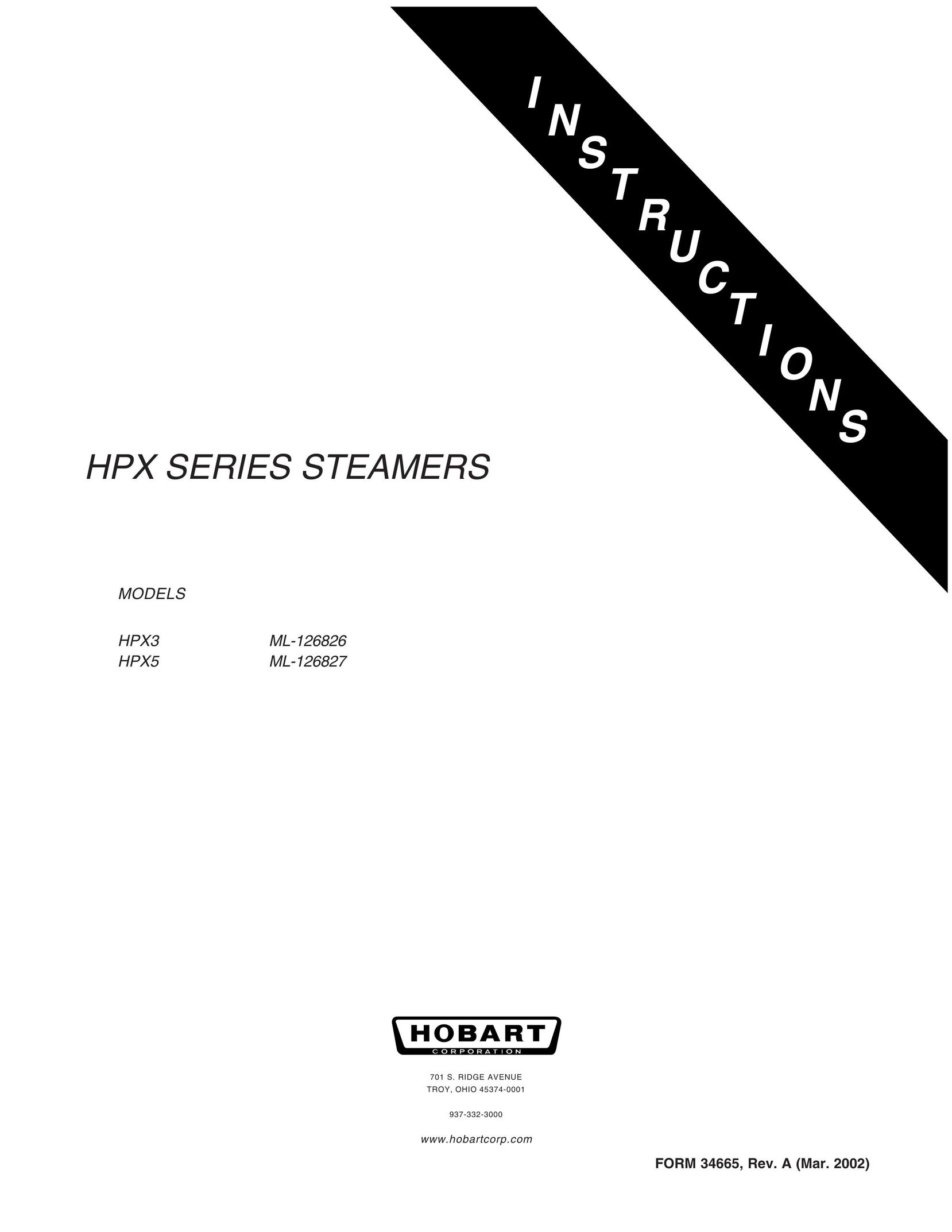 Hobart HPX3 Electric Steamer User Manual