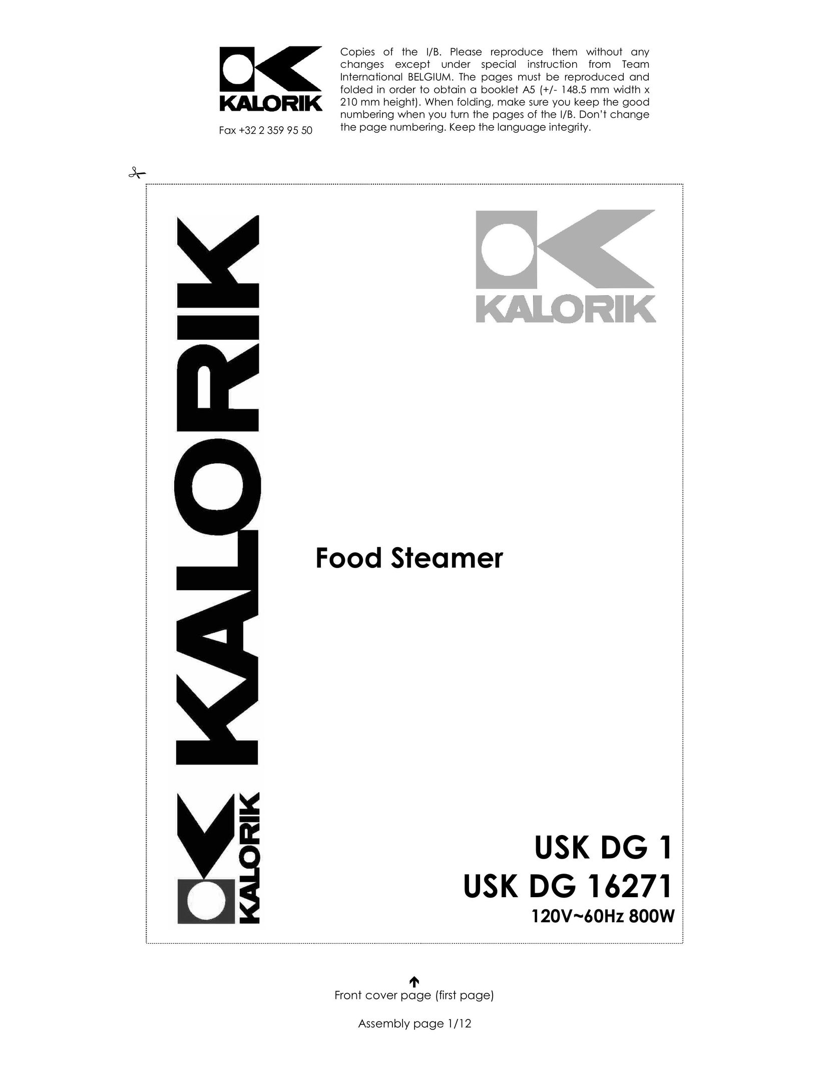 Kalorik USK DG 1 Electric Steamer User Manual