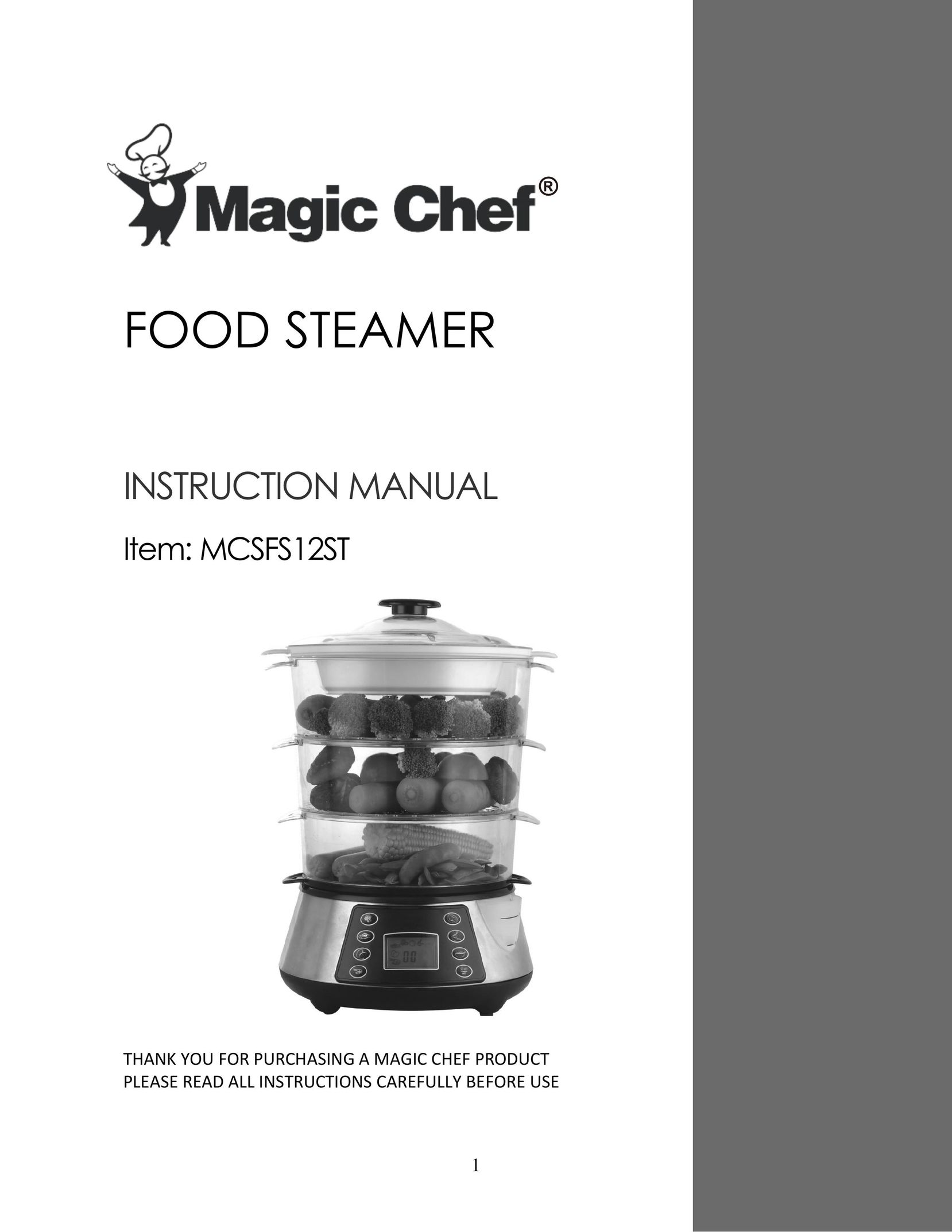 Magic Chef MCSFS12ST Electric Steamer User Manual