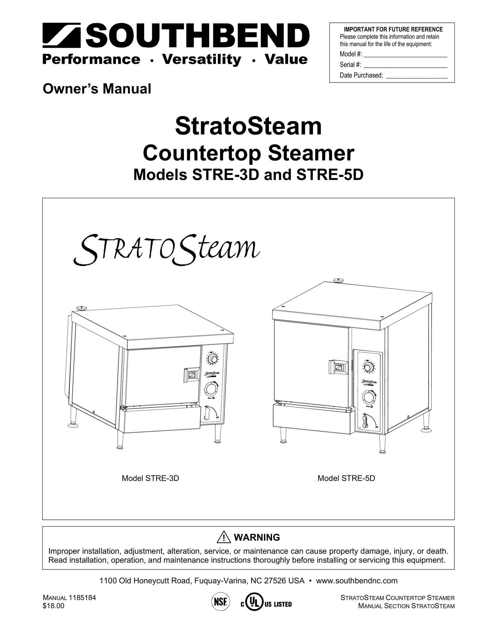 Southbend STRE-3D Electric Steamer User Manual