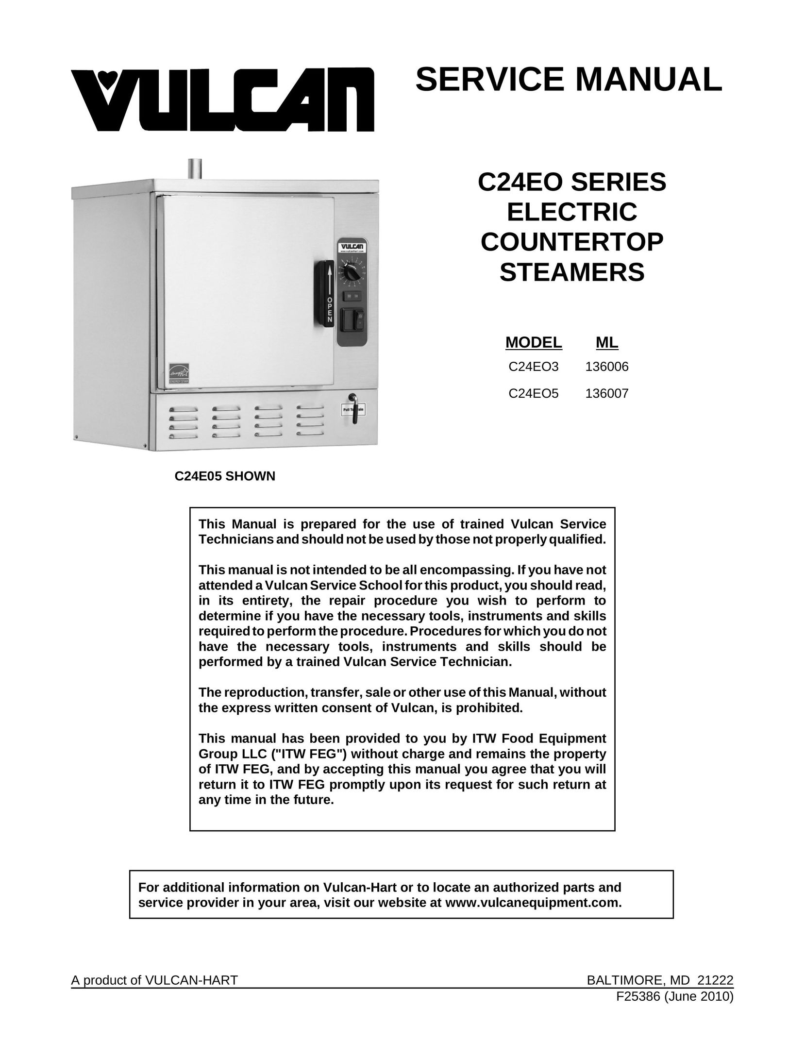 Vulcan-Hart C24EO3 Electric Steamer User Manual