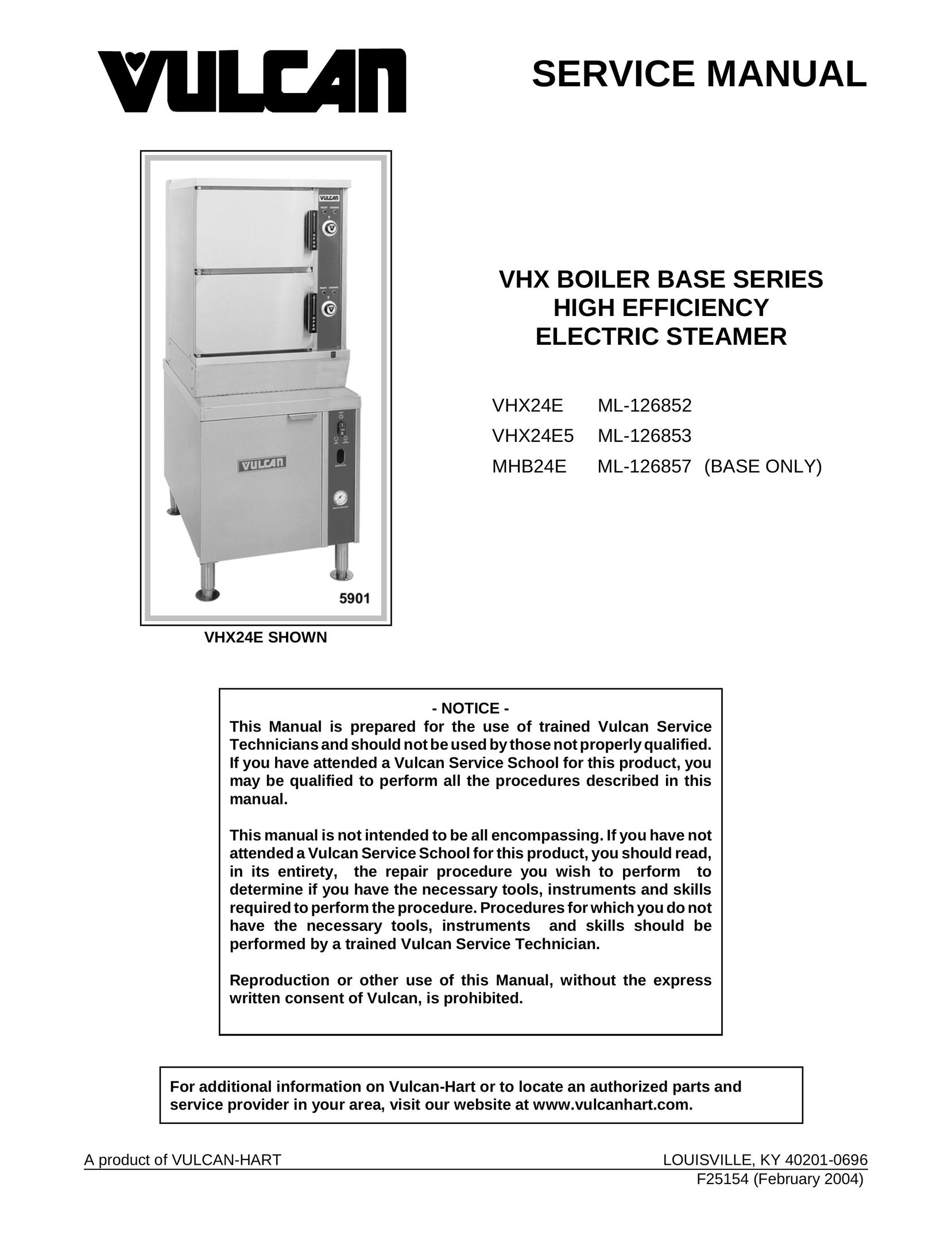 Vulcan-Hart ML-126852 Electric Steamer User Manual