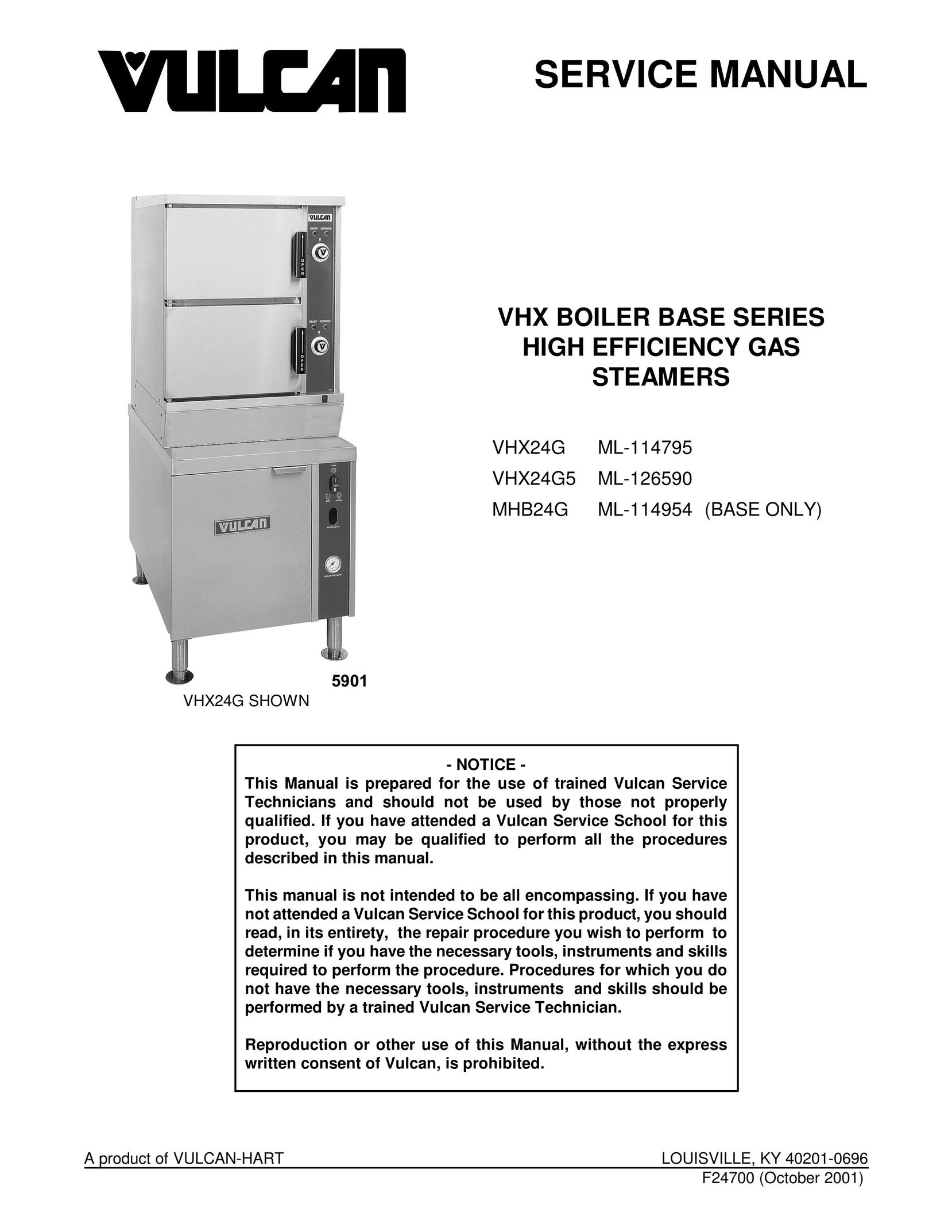 Vulcan-Hart VHX24G Electric Steamer User Manual