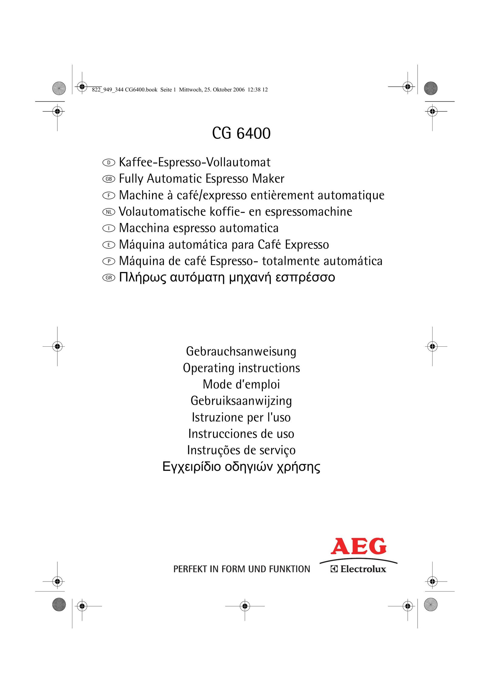 AEG CG 6400 Espresso Maker User Manual