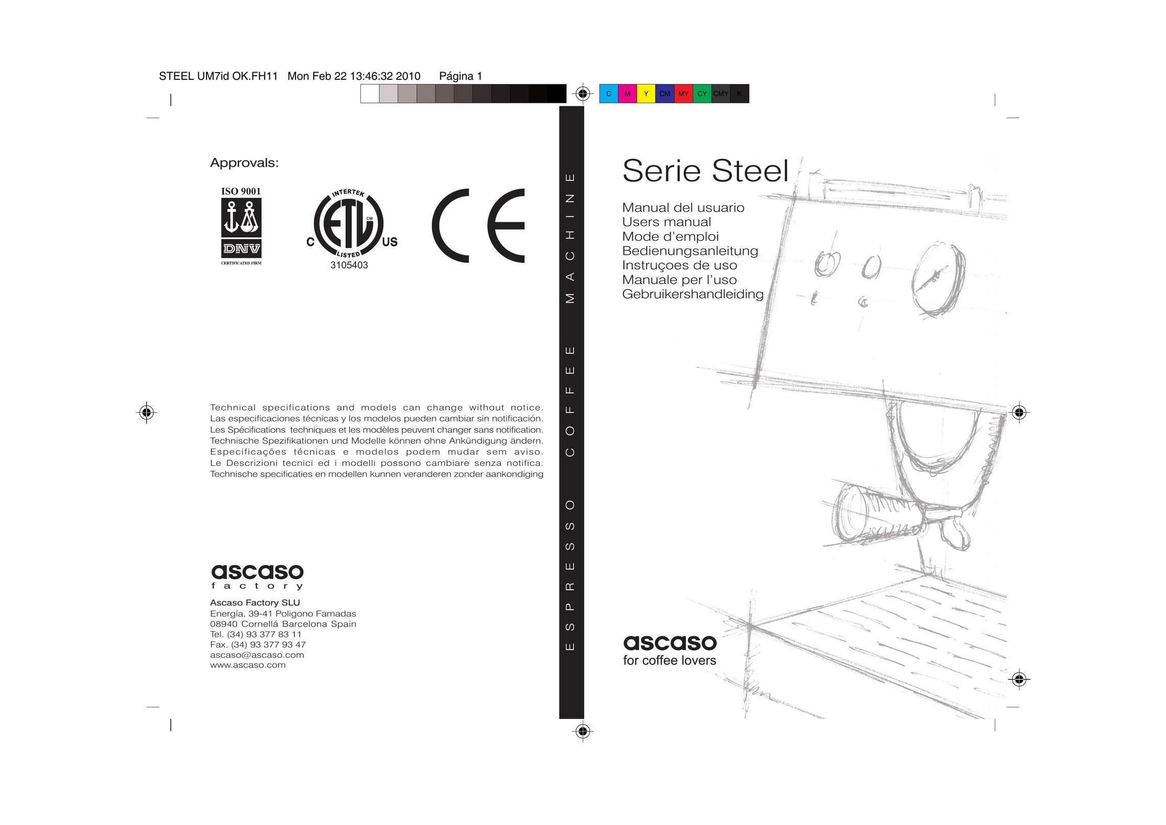 Ascaso Factory 2CSDB Espresso Maker User Manual