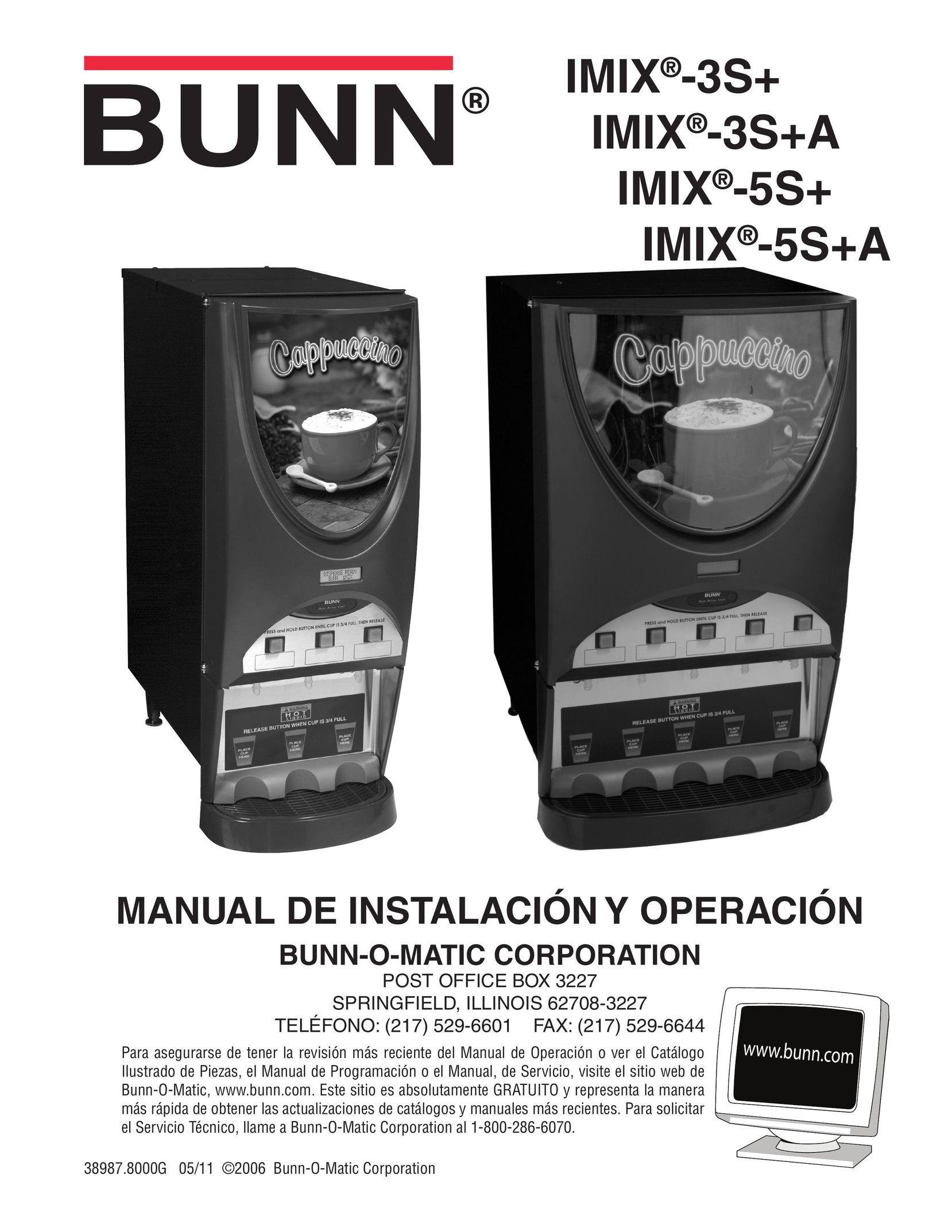 Bunn 3S+A Espresso Maker User Manual