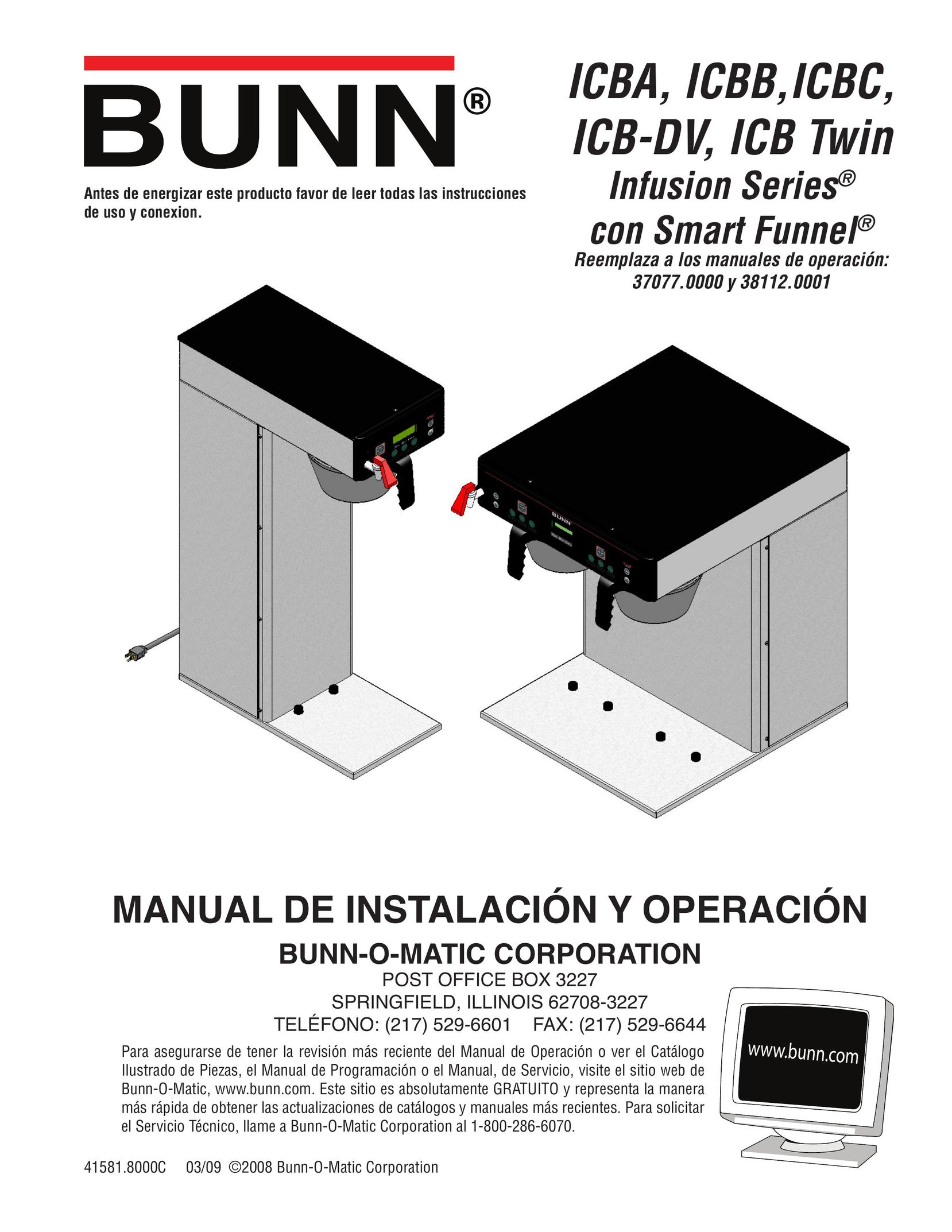 Bunn ICBC Espresso Maker User Manual