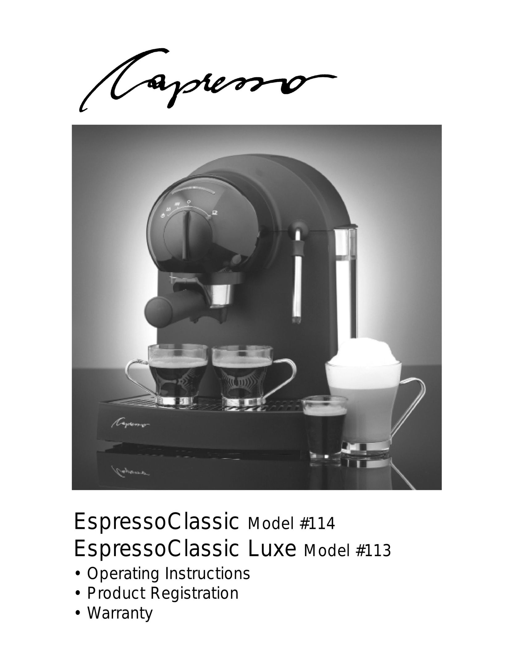 Capresso Espresso Classic Luxe 113 Espresso Maker User Manual