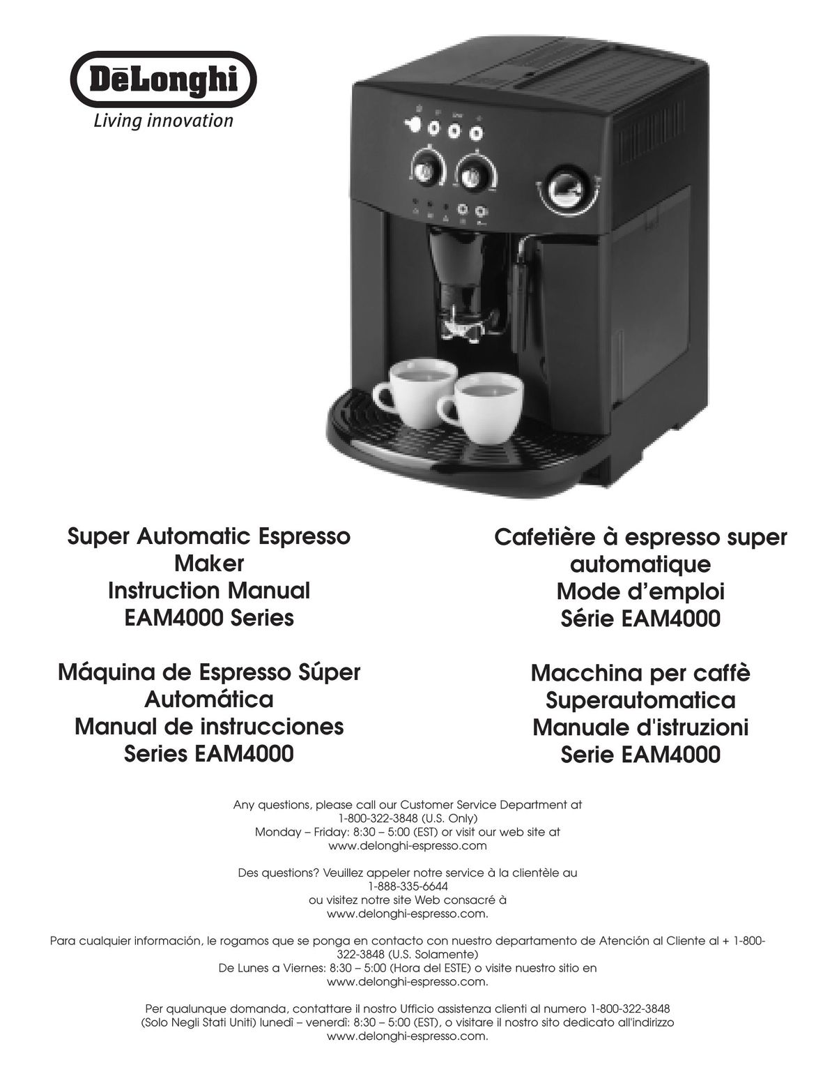 DeLonghi EAM4000 Series Espresso Maker User Manual