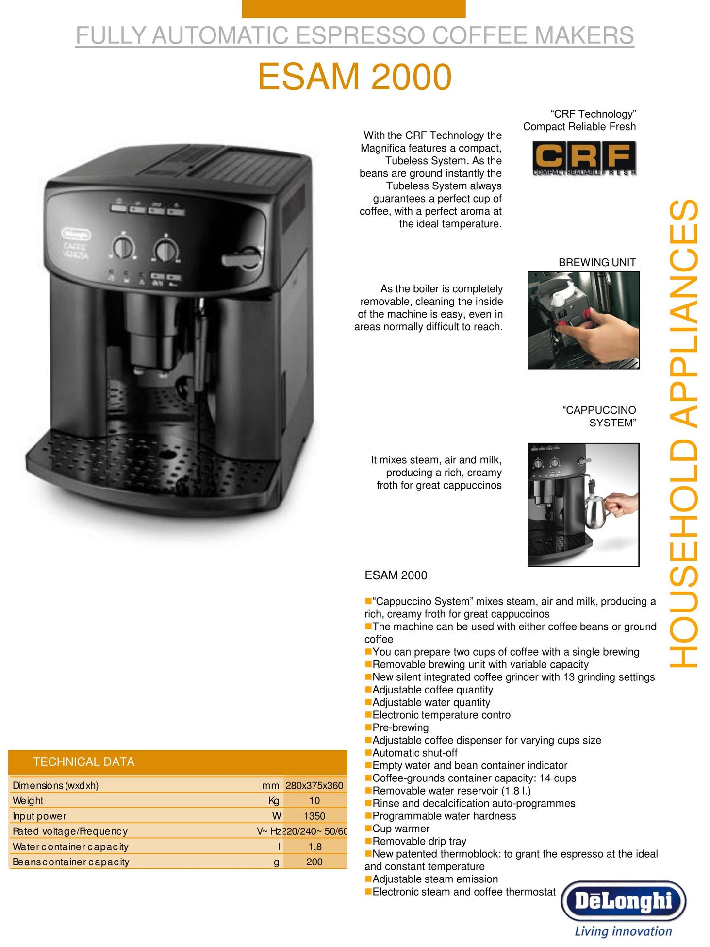 DeLonghi ESAM 2000 Espresso Maker User Manual