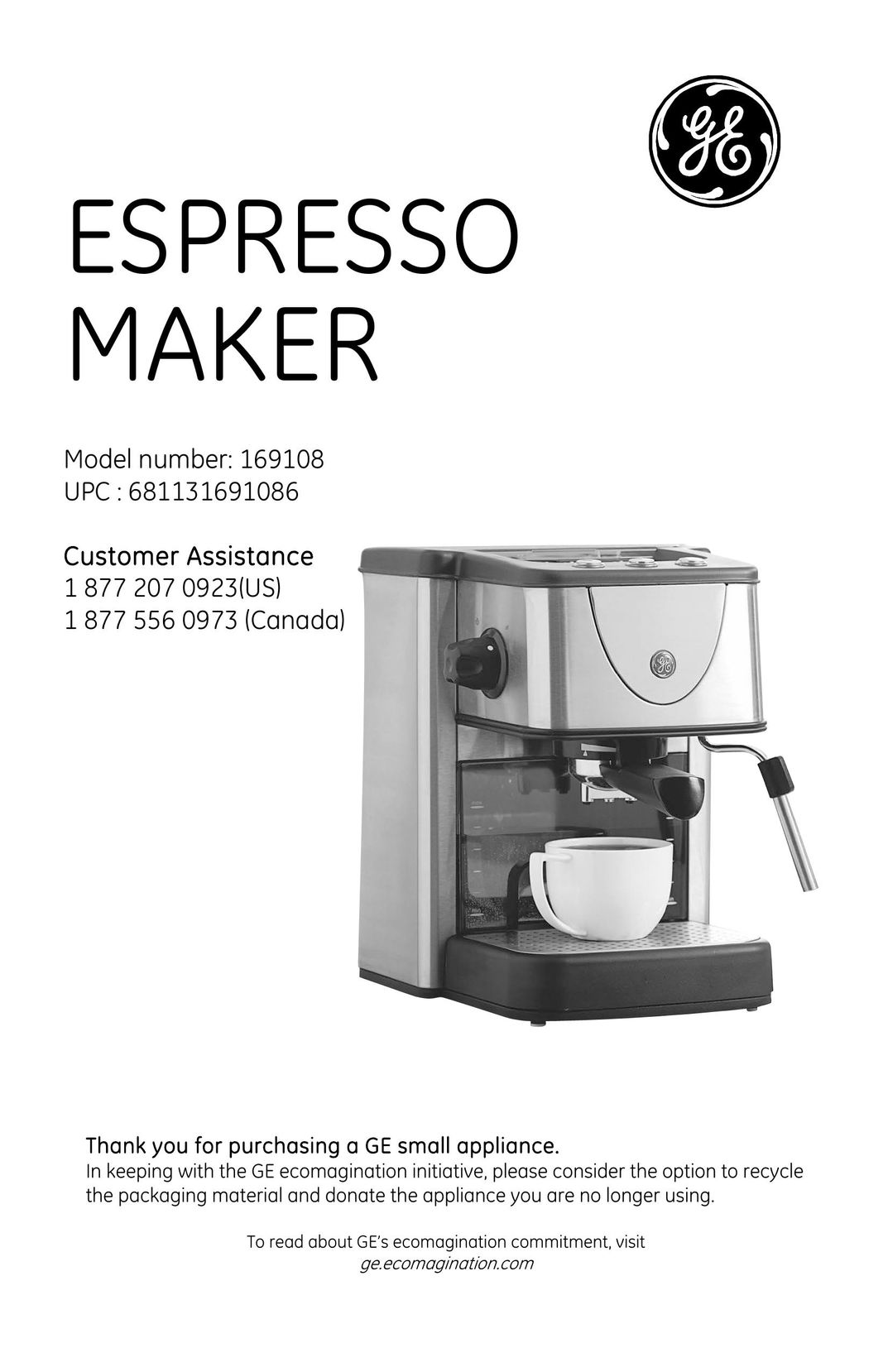 GE 681131691086 Espresso Maker User Manual