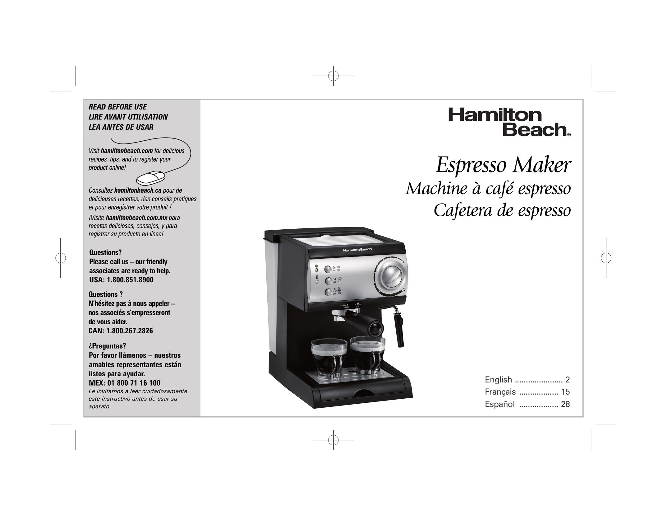Hamilton Beach 40715 Espresso Maker User Manual