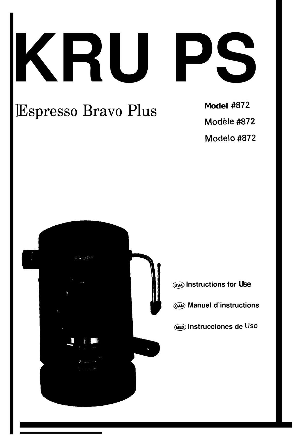 Krups 872 Espresso Maker User Manual
