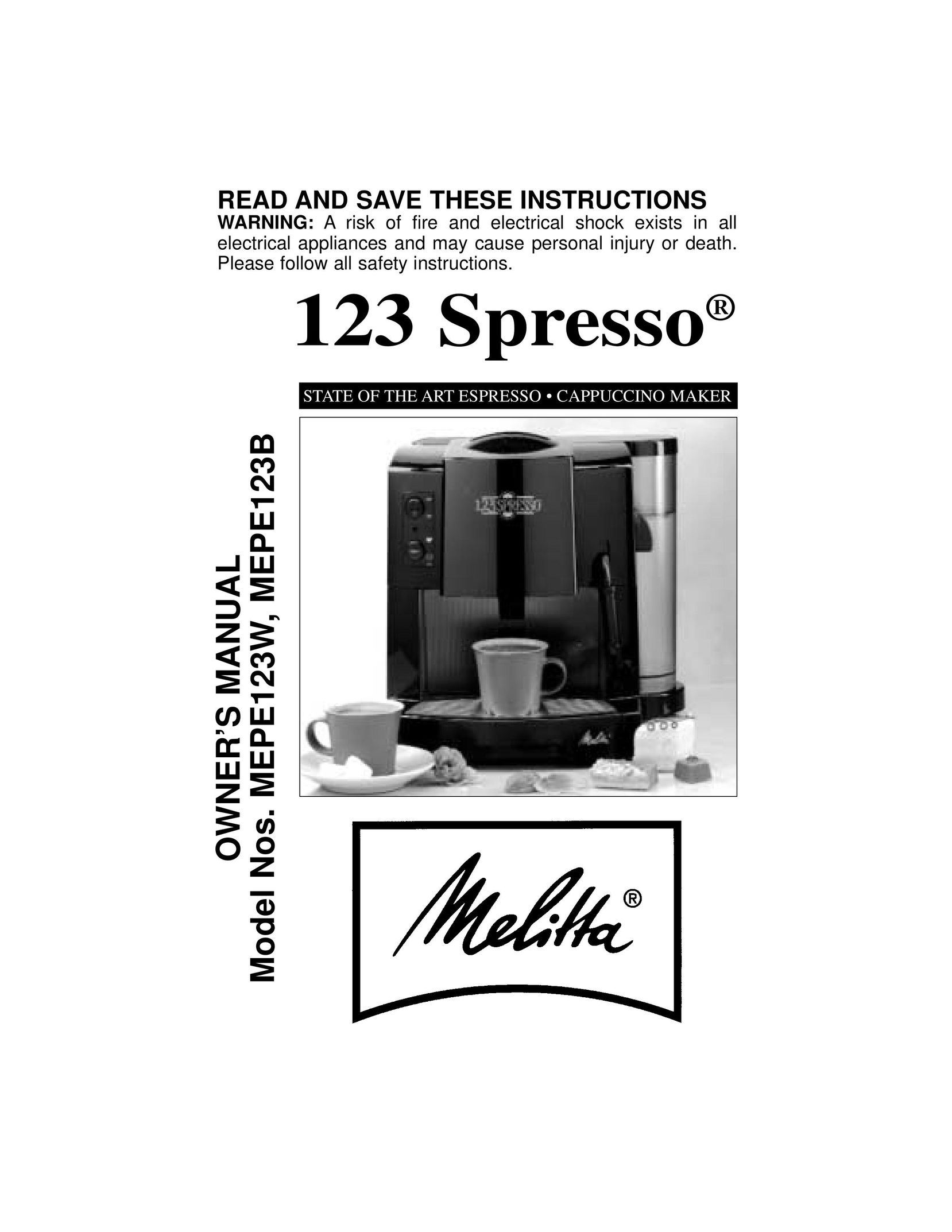 Melitta MEPE123B Espresso Maker User Manual