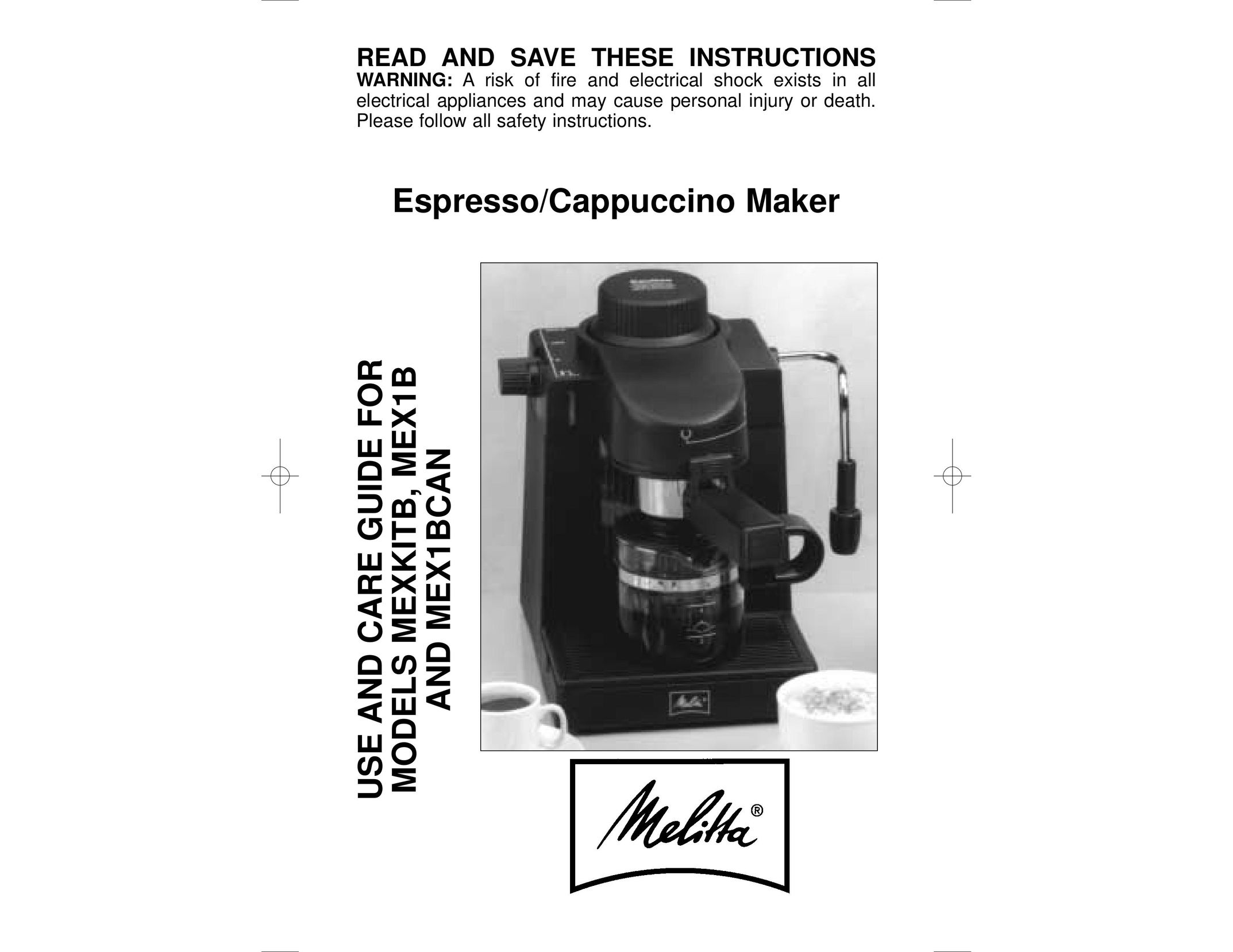 Melitta MEX1BCAN Espresso Maker User Manual