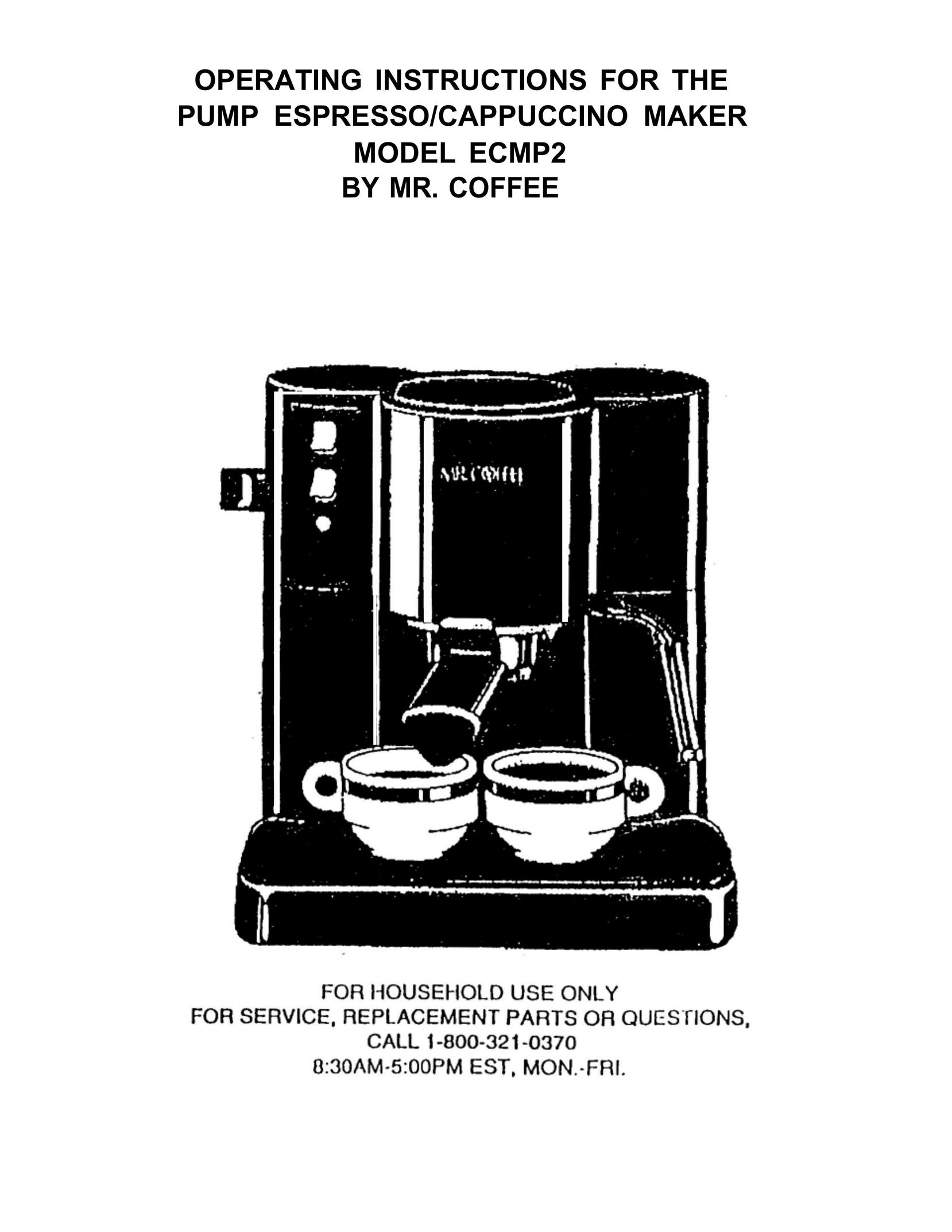 Mr. Coffee ECMP2 Espresso Maker User Manual