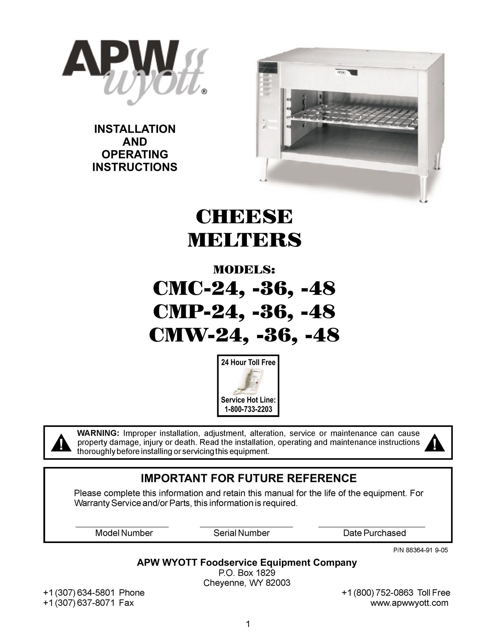APW Wyott CMC-24 Fondue Maker User Manual