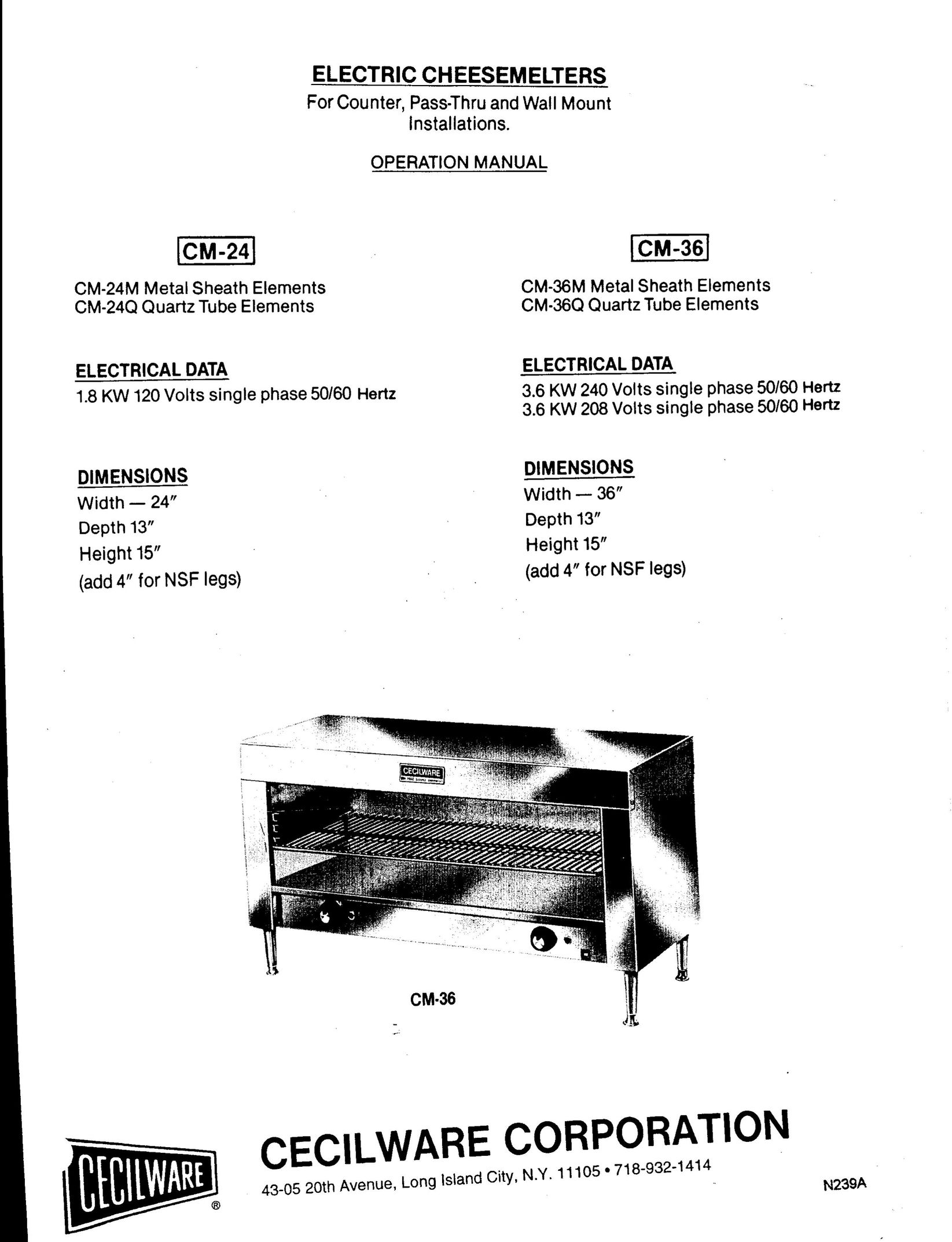Cecilware CM-36 Fondue Maker User Manual