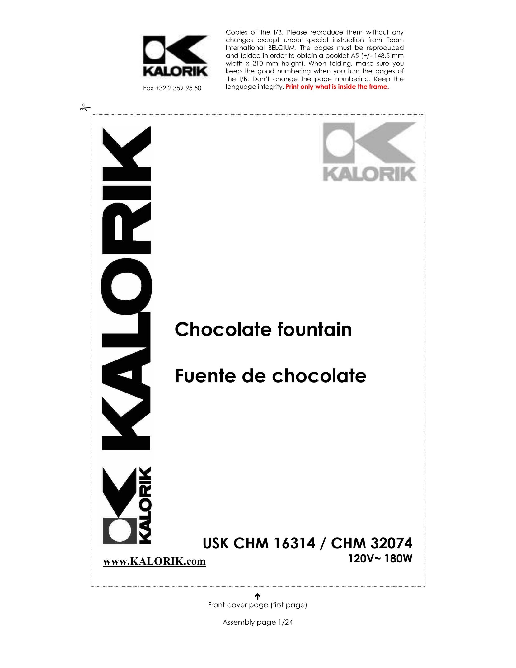 Kalorik CHM 16314 Fondue Maker User Manual