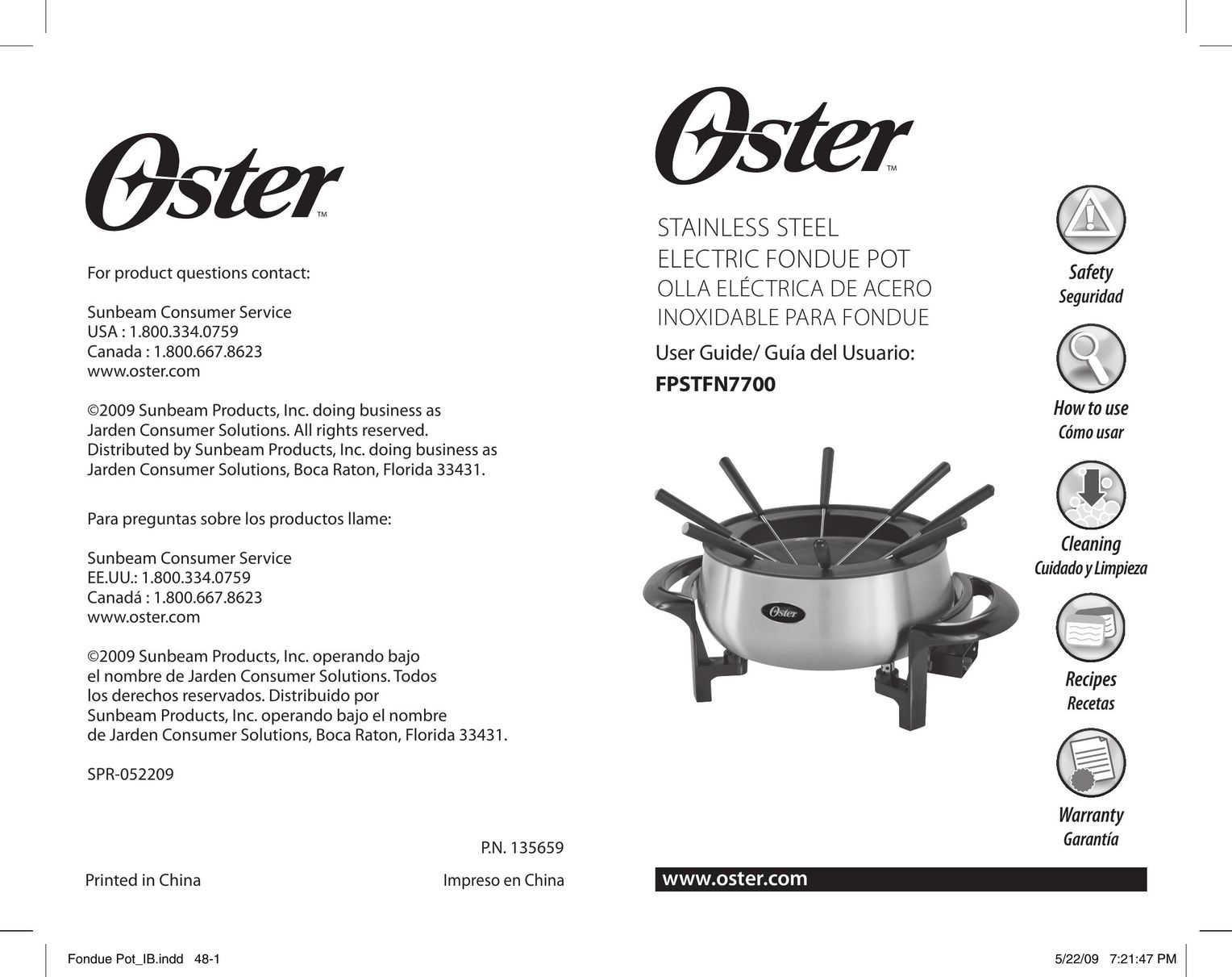 Oster 135659 Fondue Maker User Manual