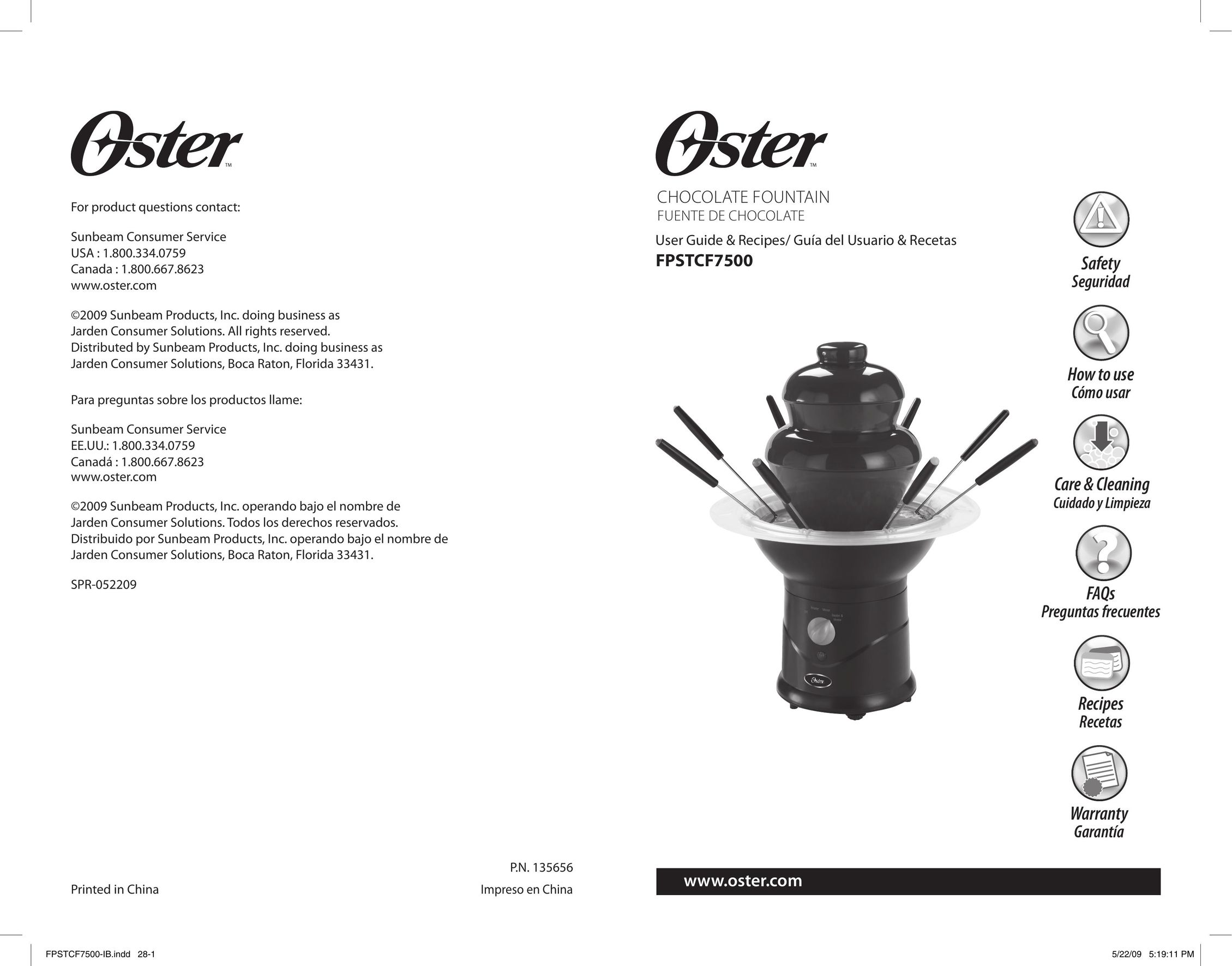 Oster FPSTCF7500 Fondue Maker User Manual