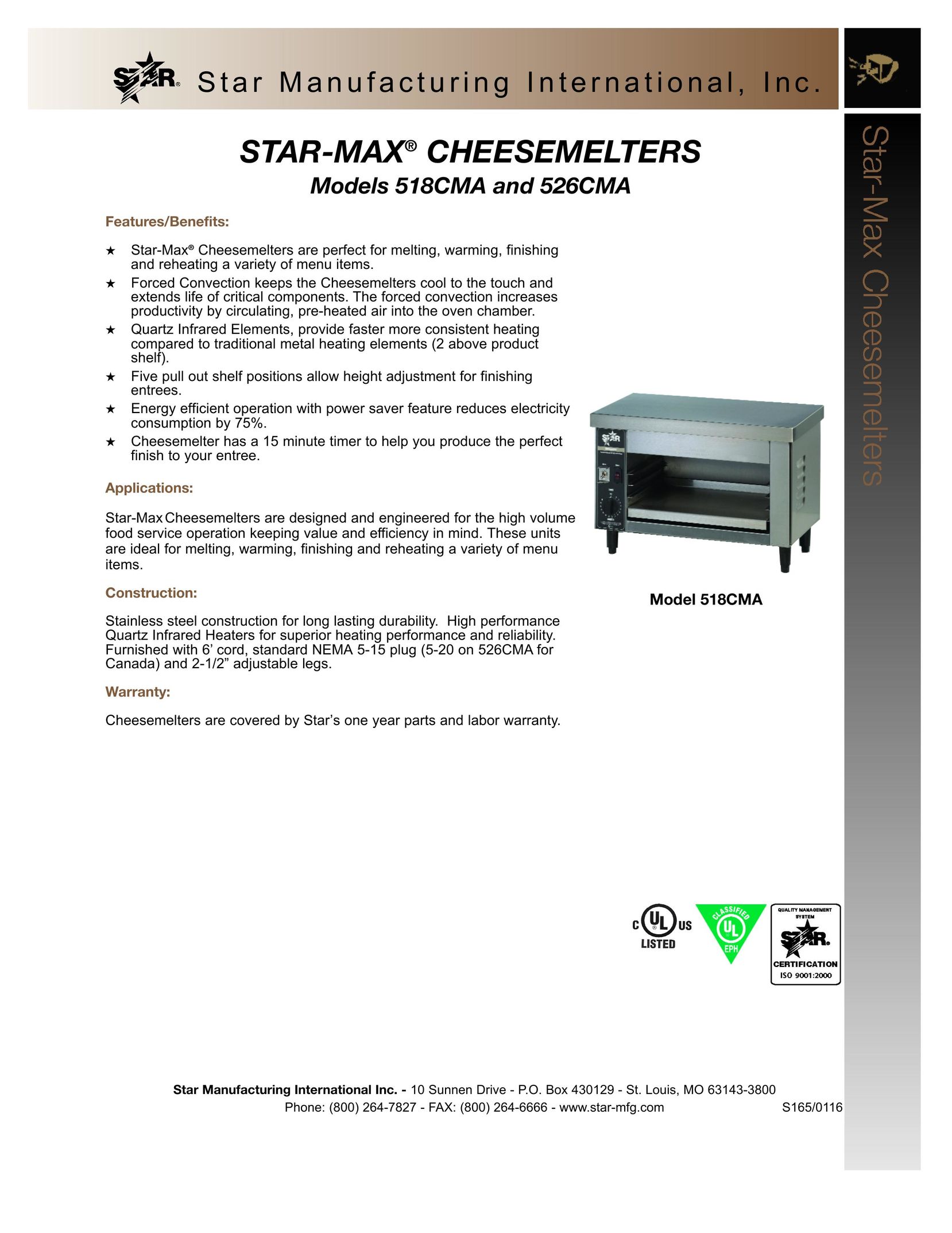 Star Manufacturing 526CMA Fondue Maker User Manual