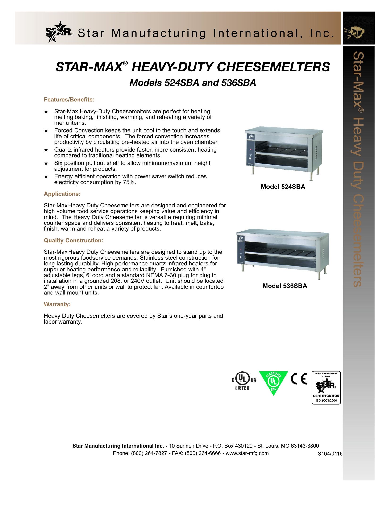 Star Manufacturing 536SBA Fondue Maker User Manual