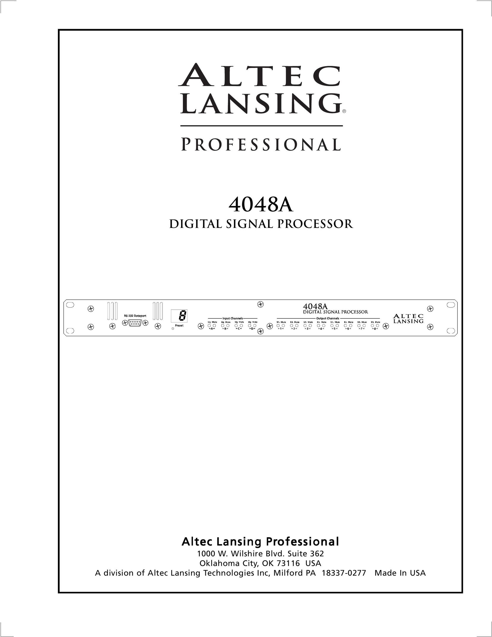 Altec Lansing digital signal processor Food Processor User Manual