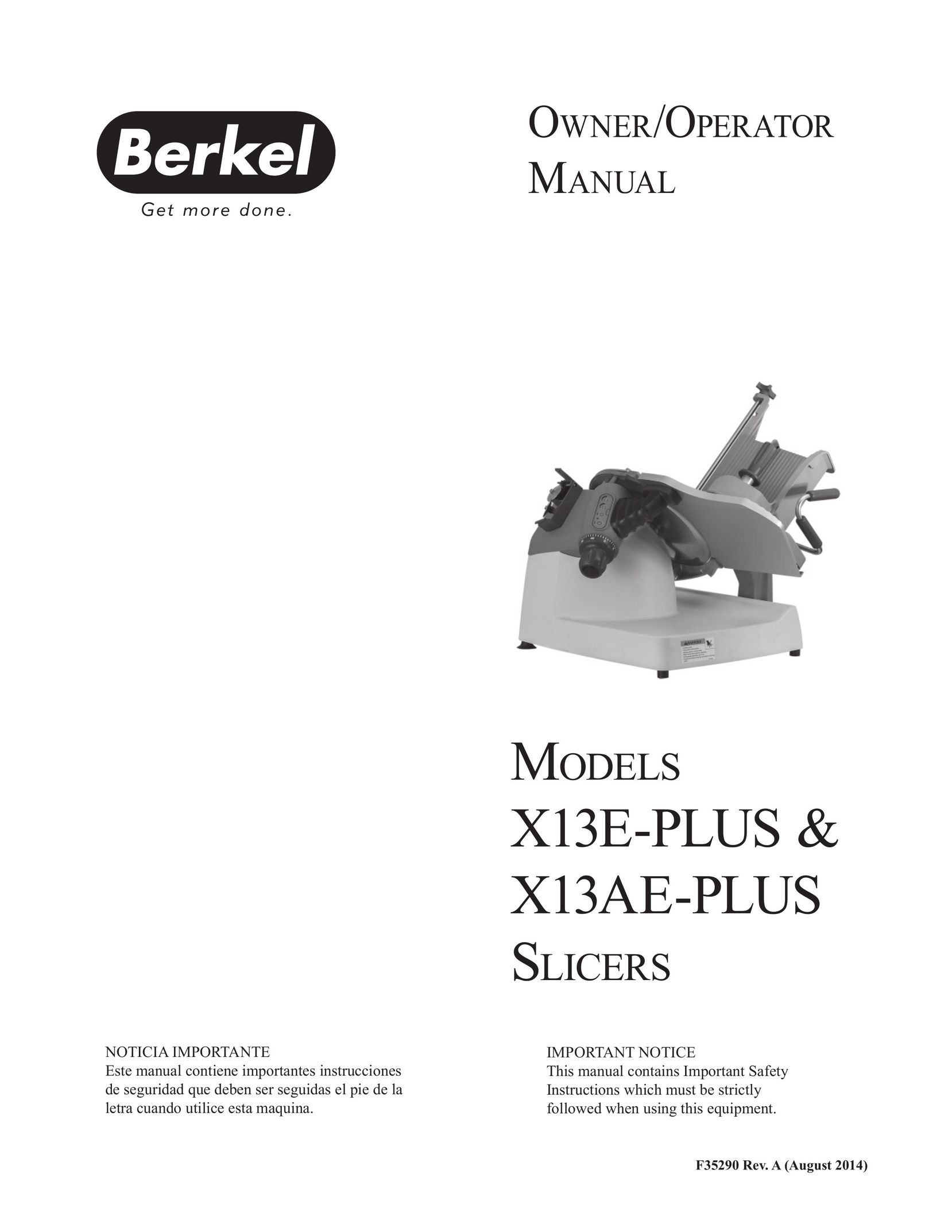 Berkel X13AE-PLUS Food Processor User Manual